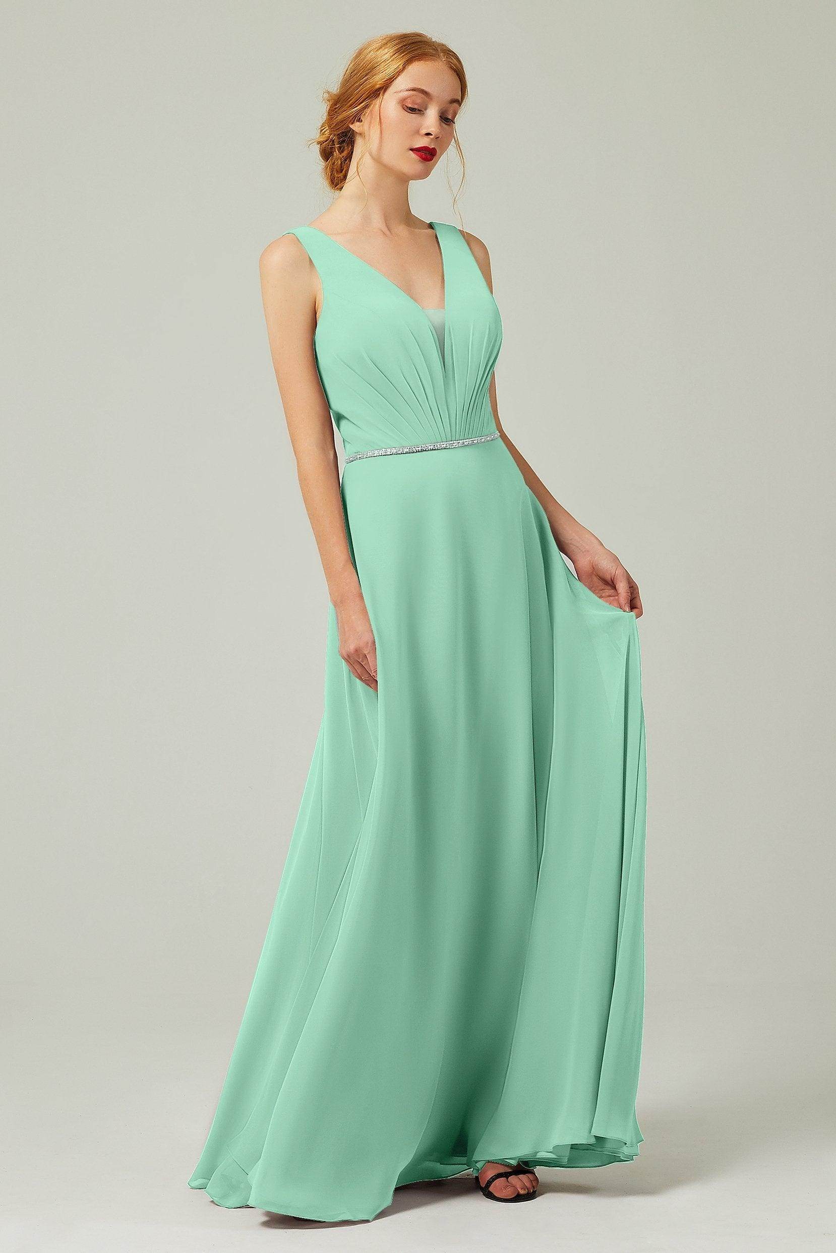 A-Line Floor Length Chiffon Bridesmaid Dress CB0332