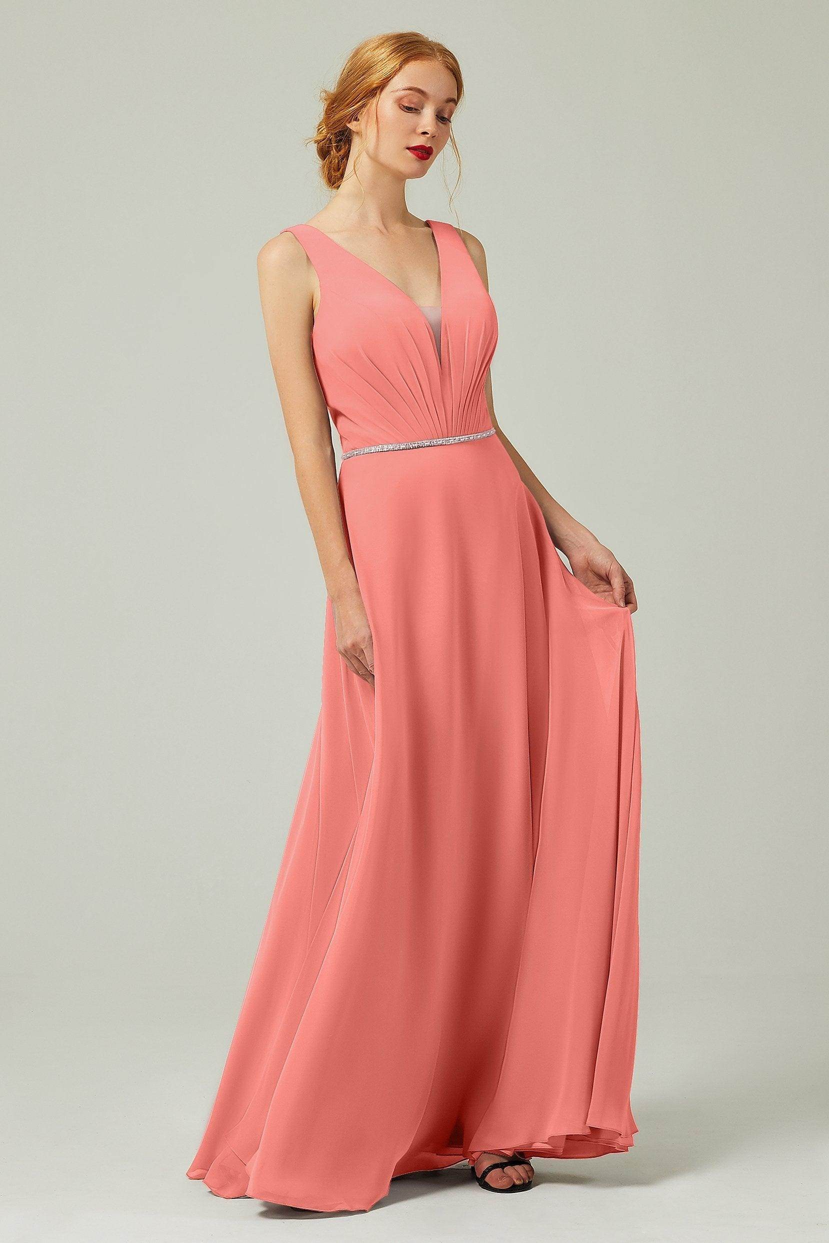 A-Line Floor Length Chiffon Bridesmaid Dress CB0332