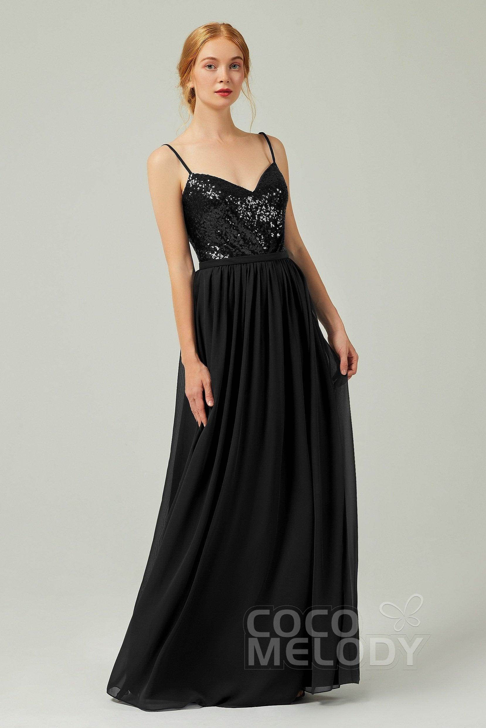 A-Line Floor Length Chiffon Sequined Bridesmaid Dress Formal Dresses CB0333