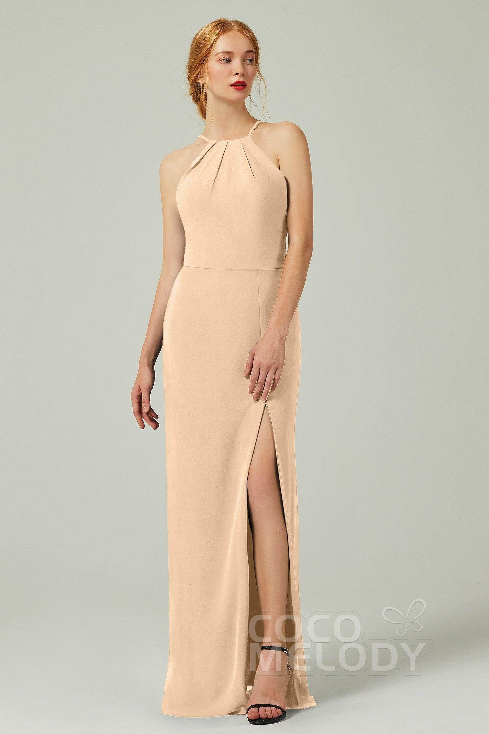 Sheath-Column Floor Length Chiffon Bridesmaid Dress Formal Dresses CB0337