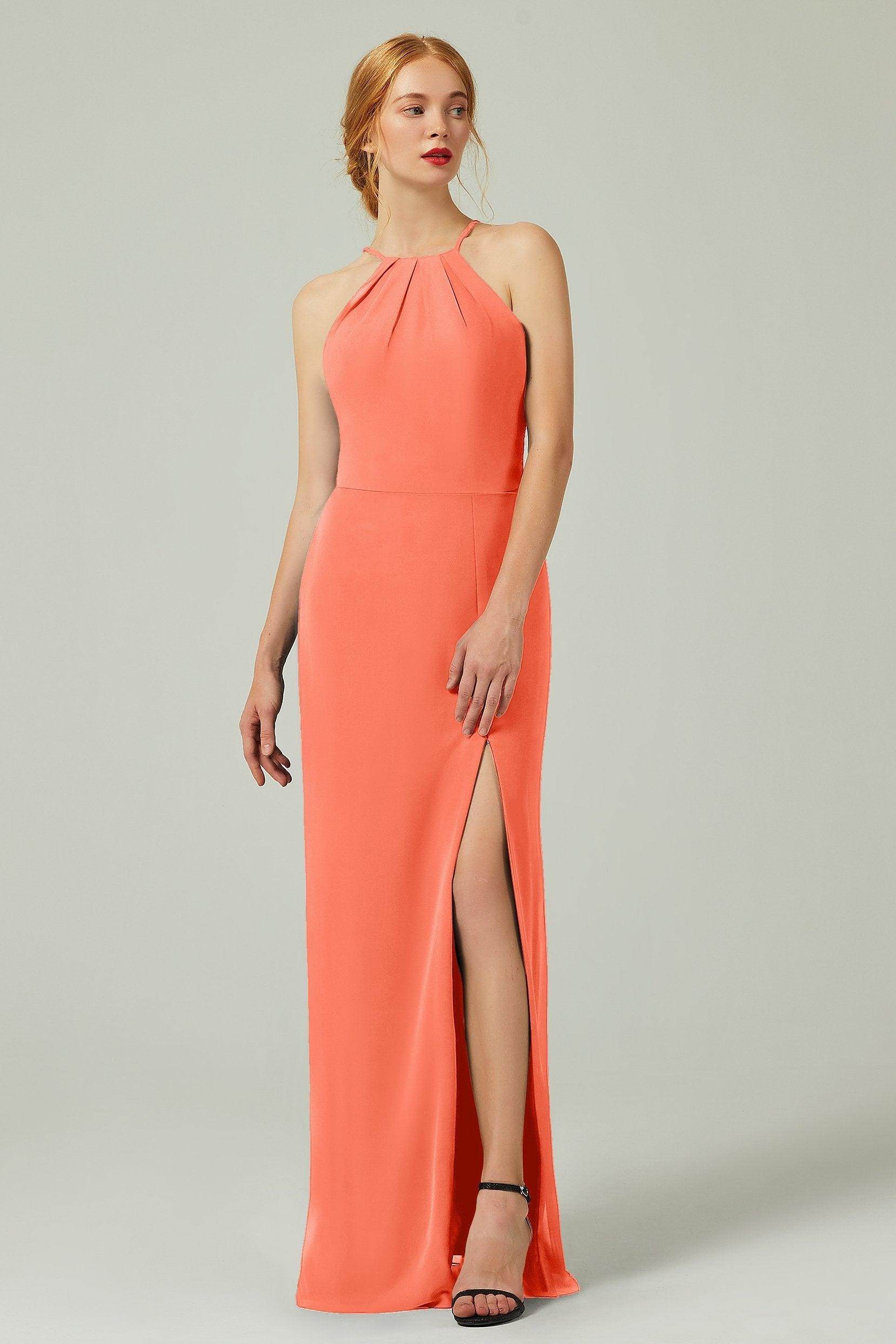 Sheath-Column Floor Length Chiffon Bridesmaid Dress Formal Dresses CB0337