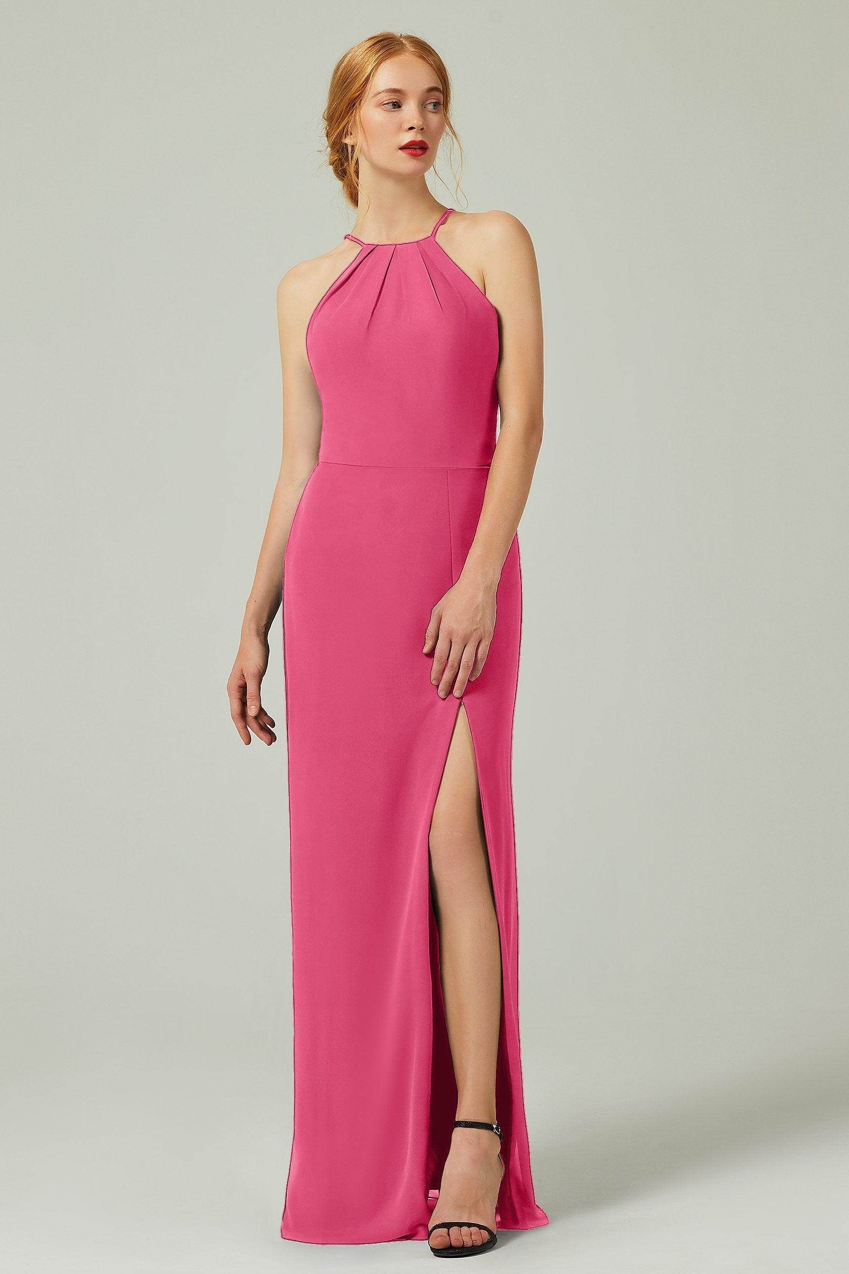 Sheath-Column Floor Length Chiffon Bridesmaid Dress Formal Dresses CB0337