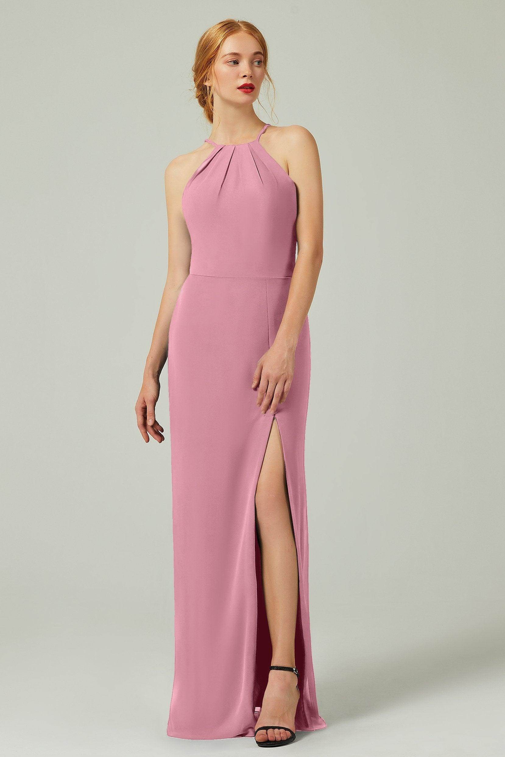 Sheath-Column Floor Length Chiffon Bridesmaid Dress Formal Dresses CB0337