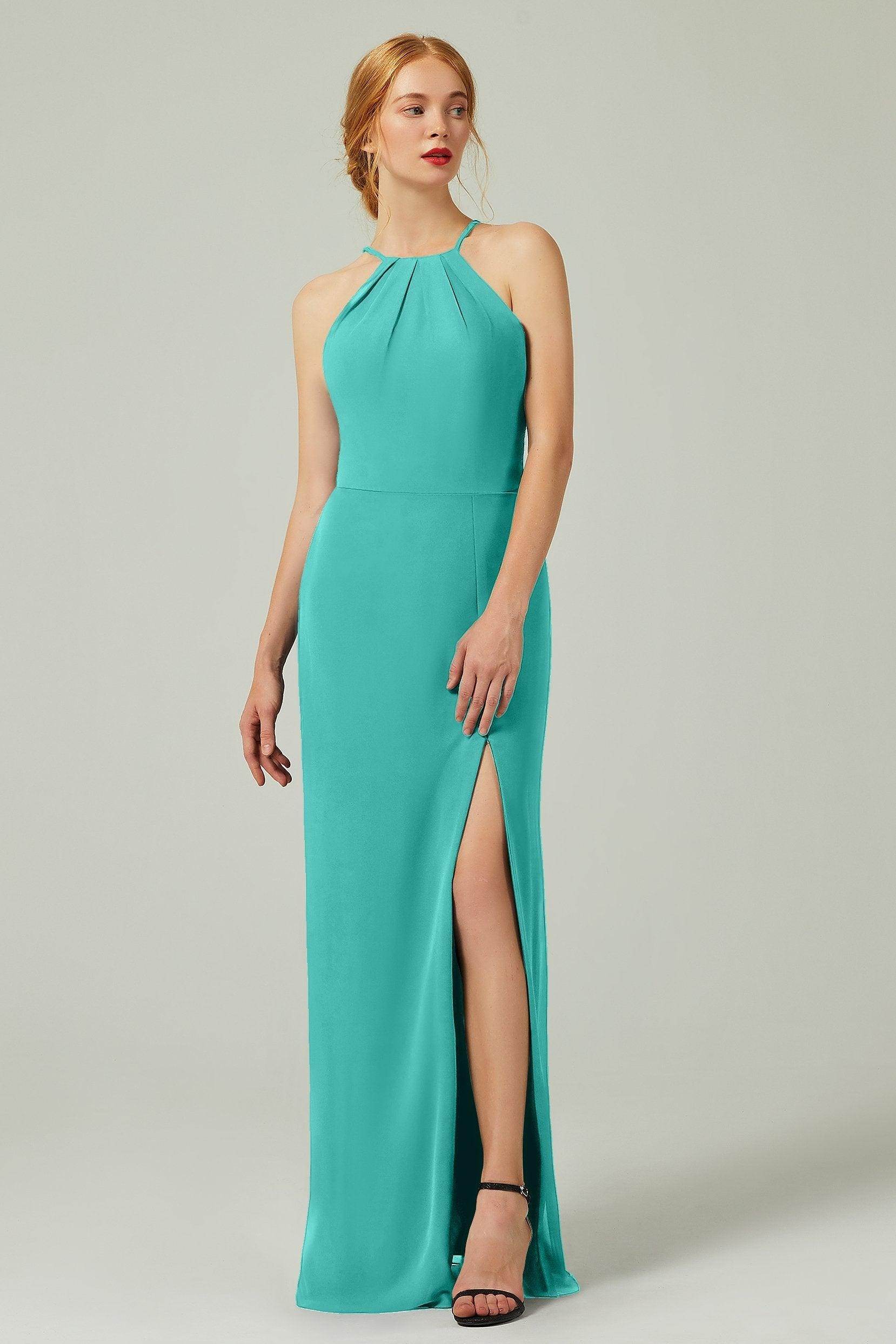 Sheath-Column Floor Length Chiffon Bridesmaid Dress Formal Dresses CB0337