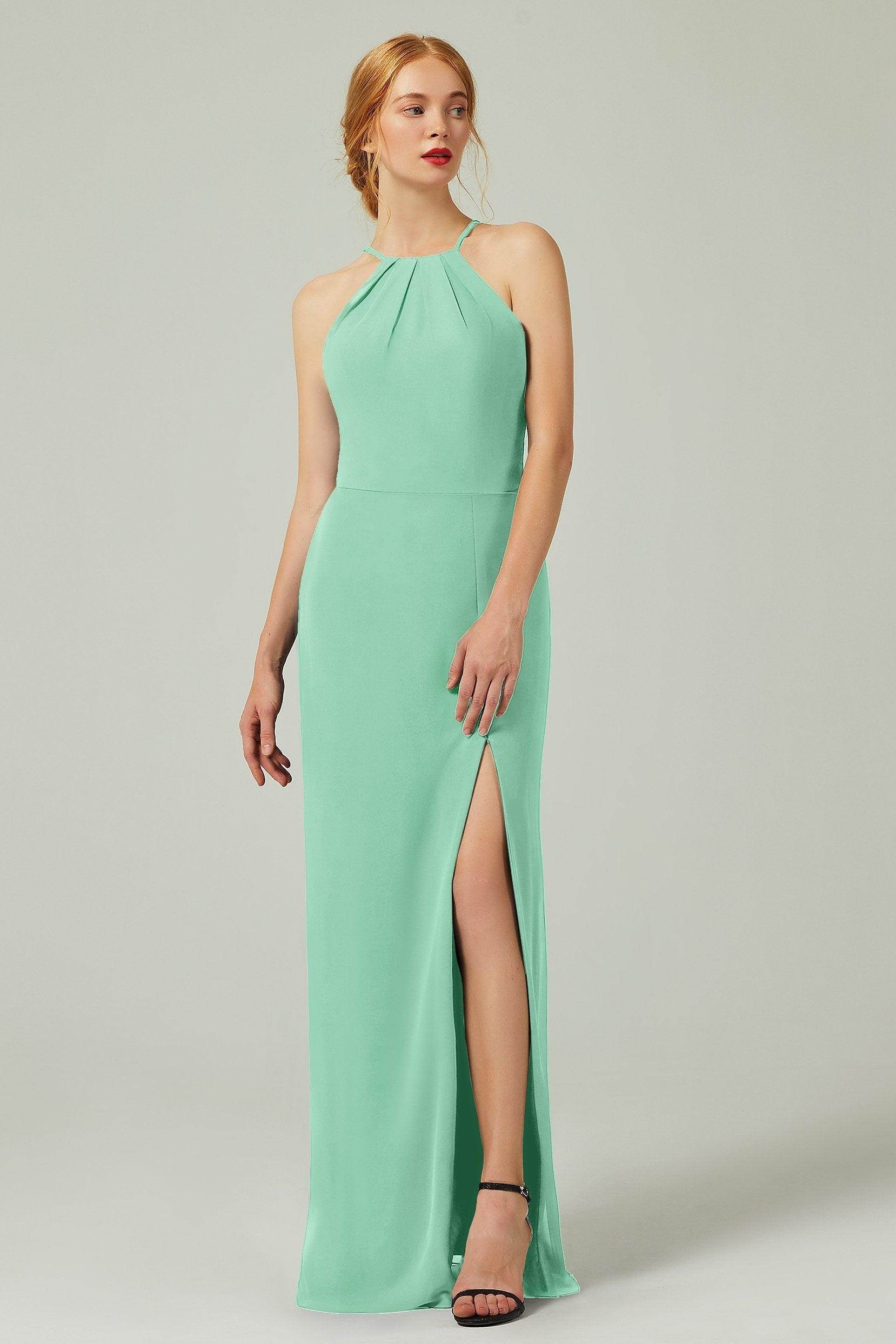 Sheath-Column Floor Length Chiffon Bridesmaid Dress Formal Dresses CB0337