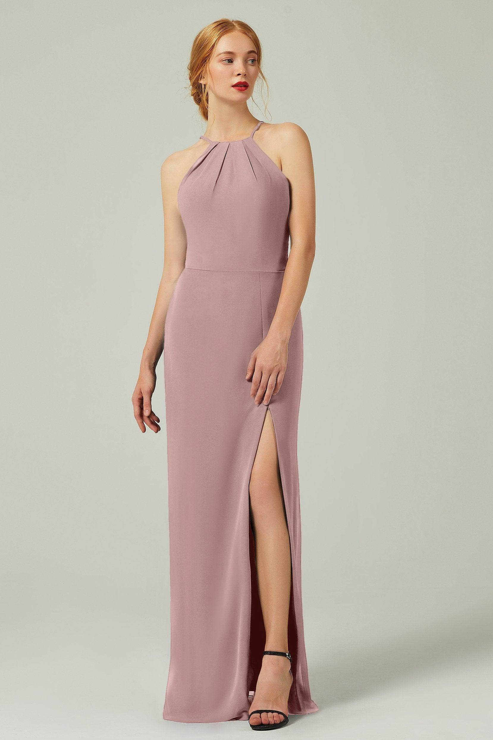 Sheath-Column Floor Length Chiffon Bridesmaid Dress Formal Dresses CB0337