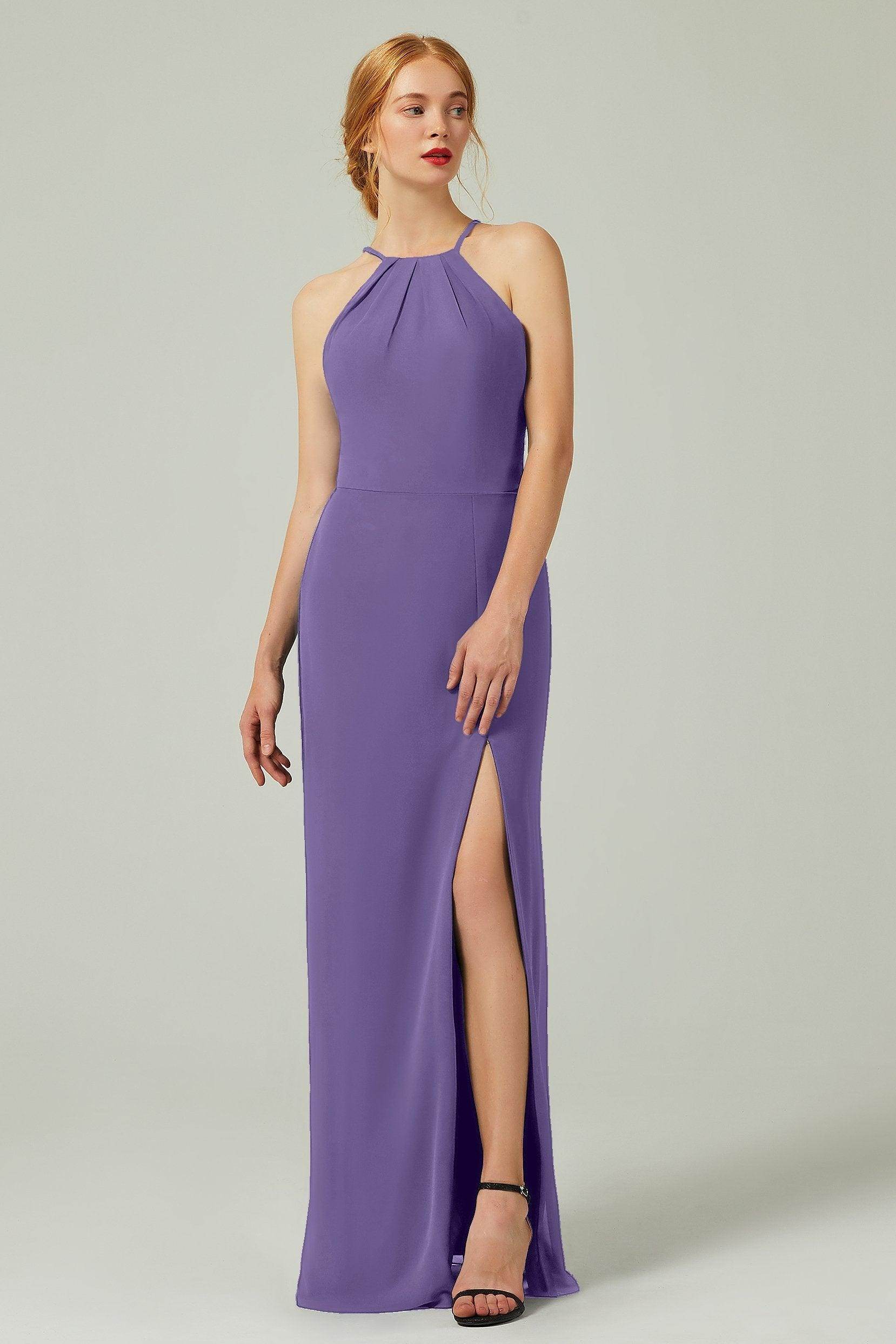 Sheath-Column Floor Length Chiffon Bridesmaid Dress Formal Dresses CB0337