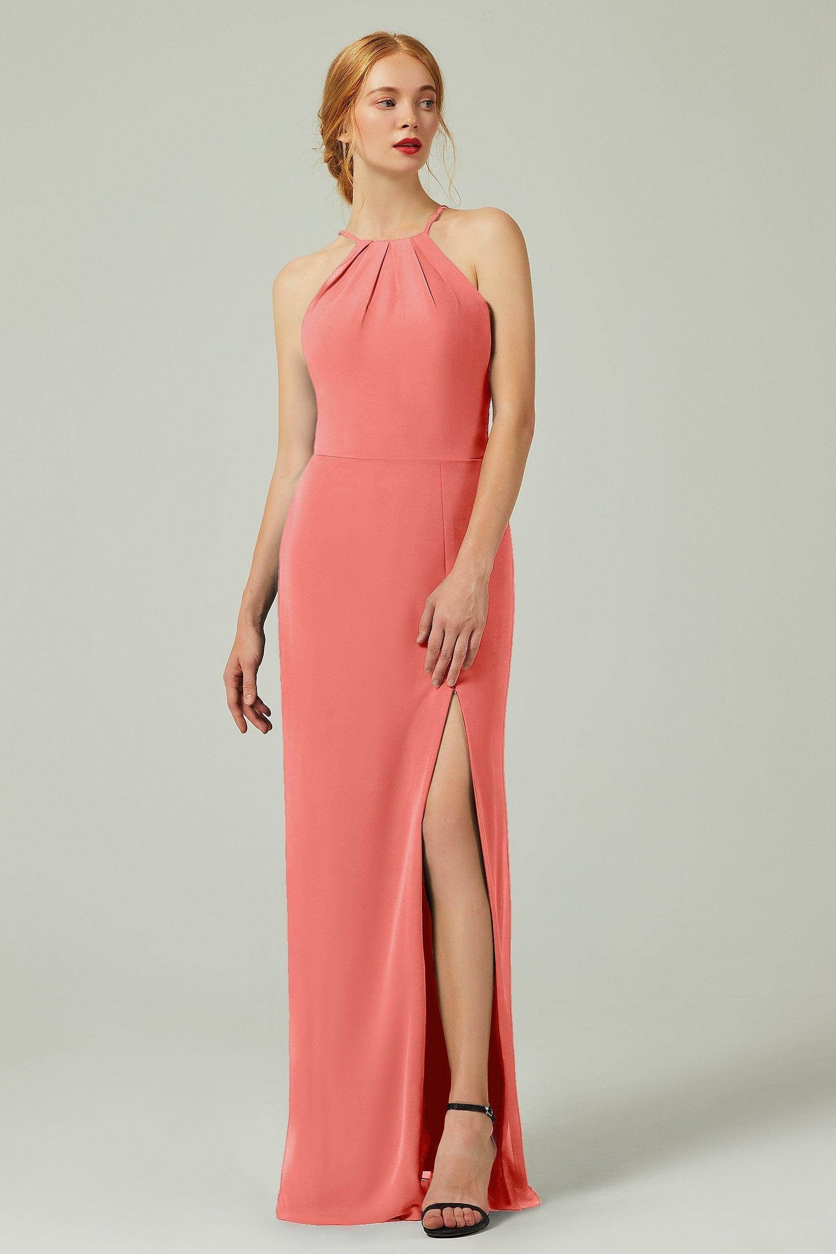 Sheath-Column Floor Length Chiffon Bridesmaid Dress Formal Dresses CB0337