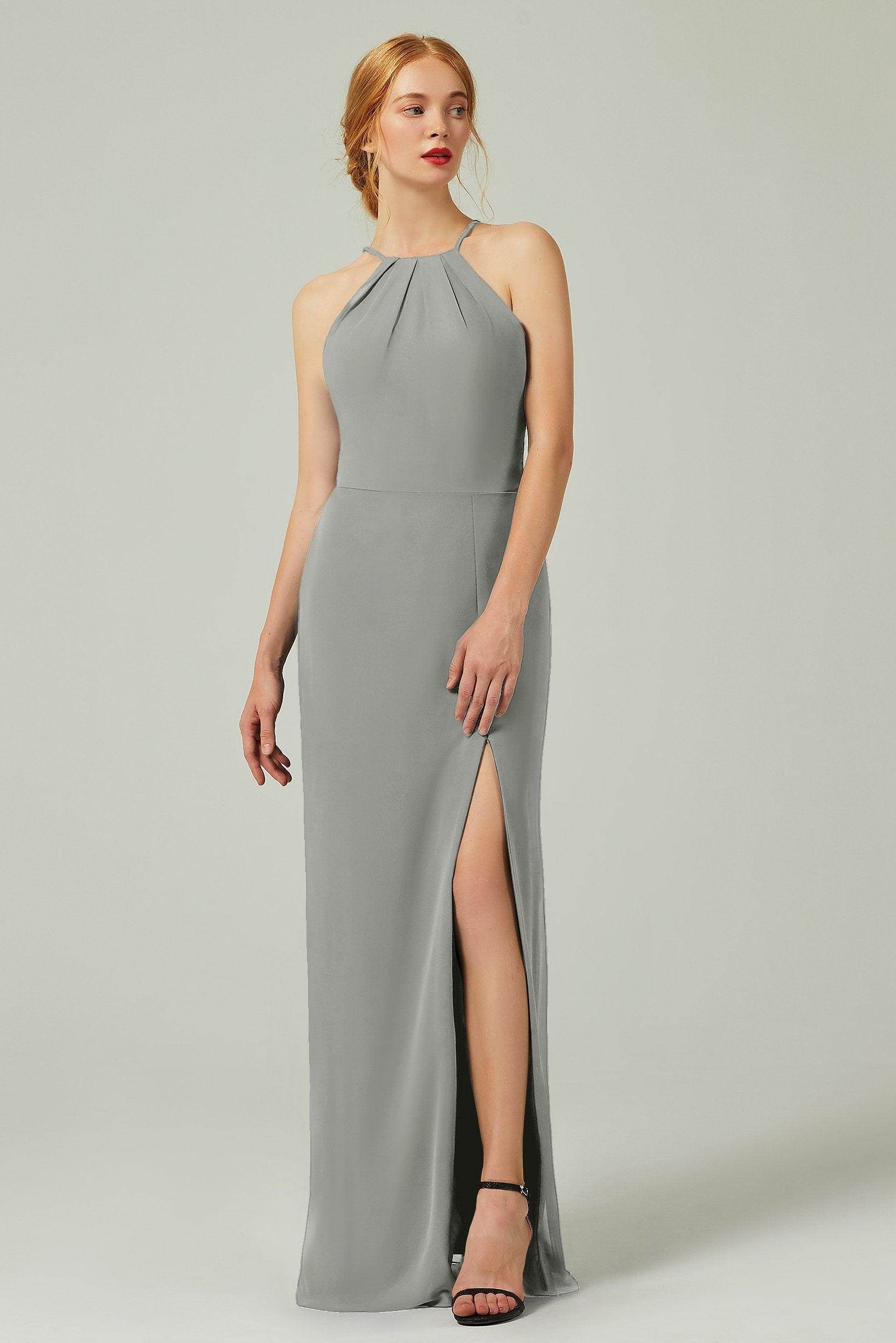 Sheath-Column Floor Length Chiffon Bridesmaid Dress Formal Dresses CB0337