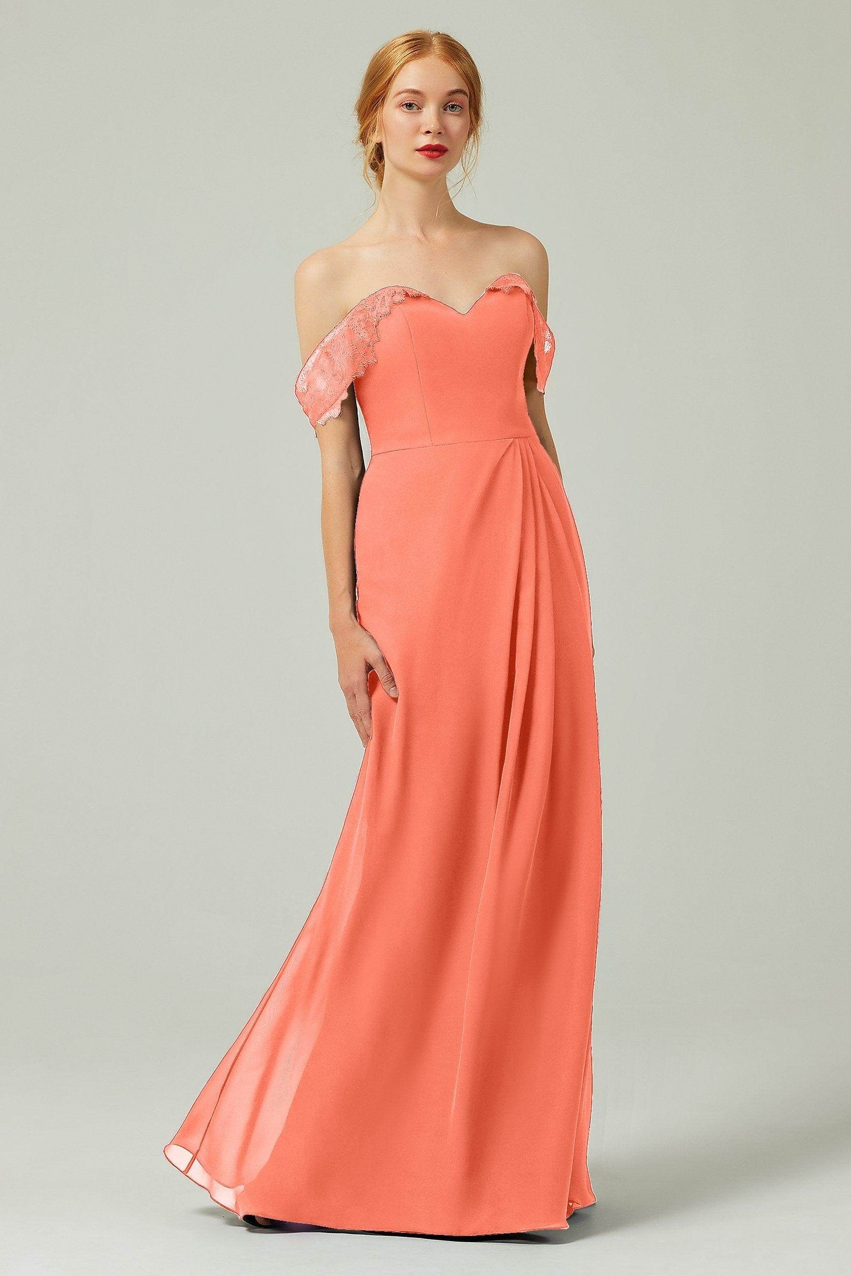 Sheath-Column Floor Length Chiffon Bridesmaid Dress Formal Dresses CB0338