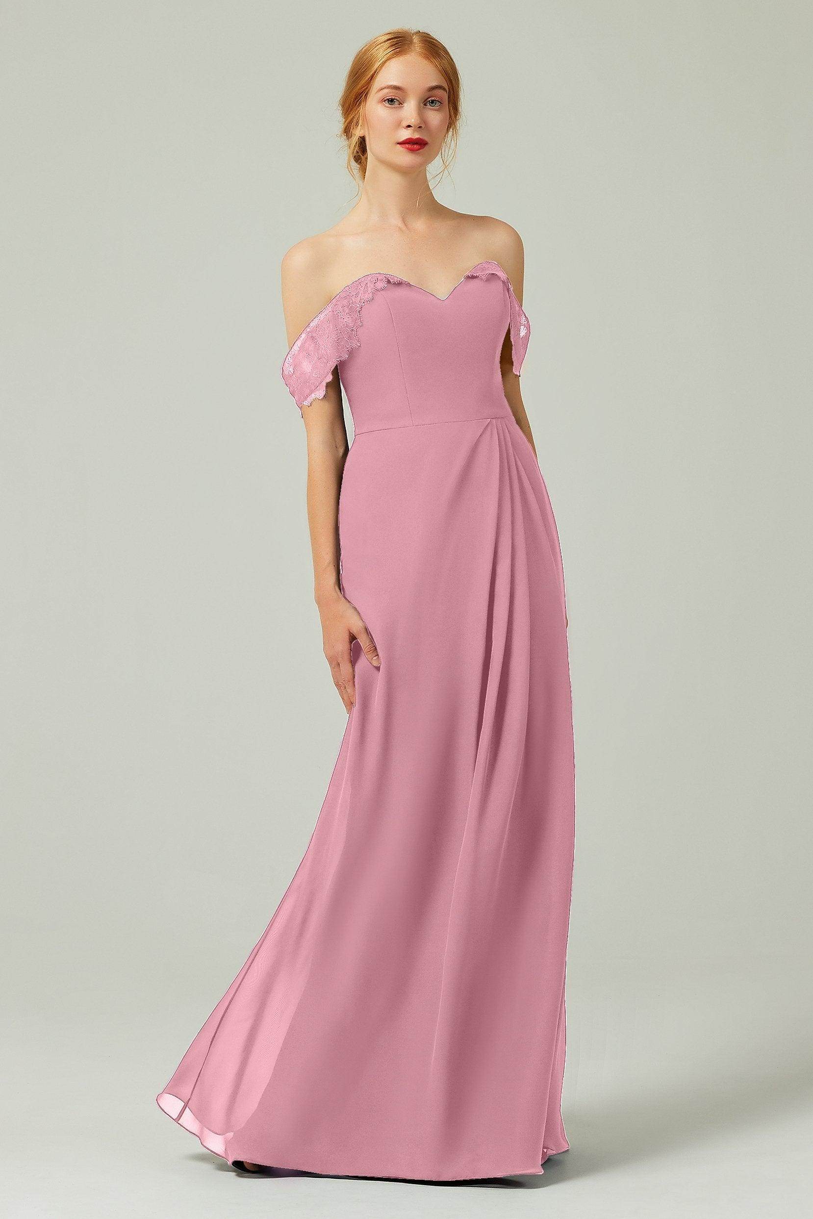 Sheath-Column Floor Length Chiffon Bridesmaid Dress Formal Dresses CB0338
