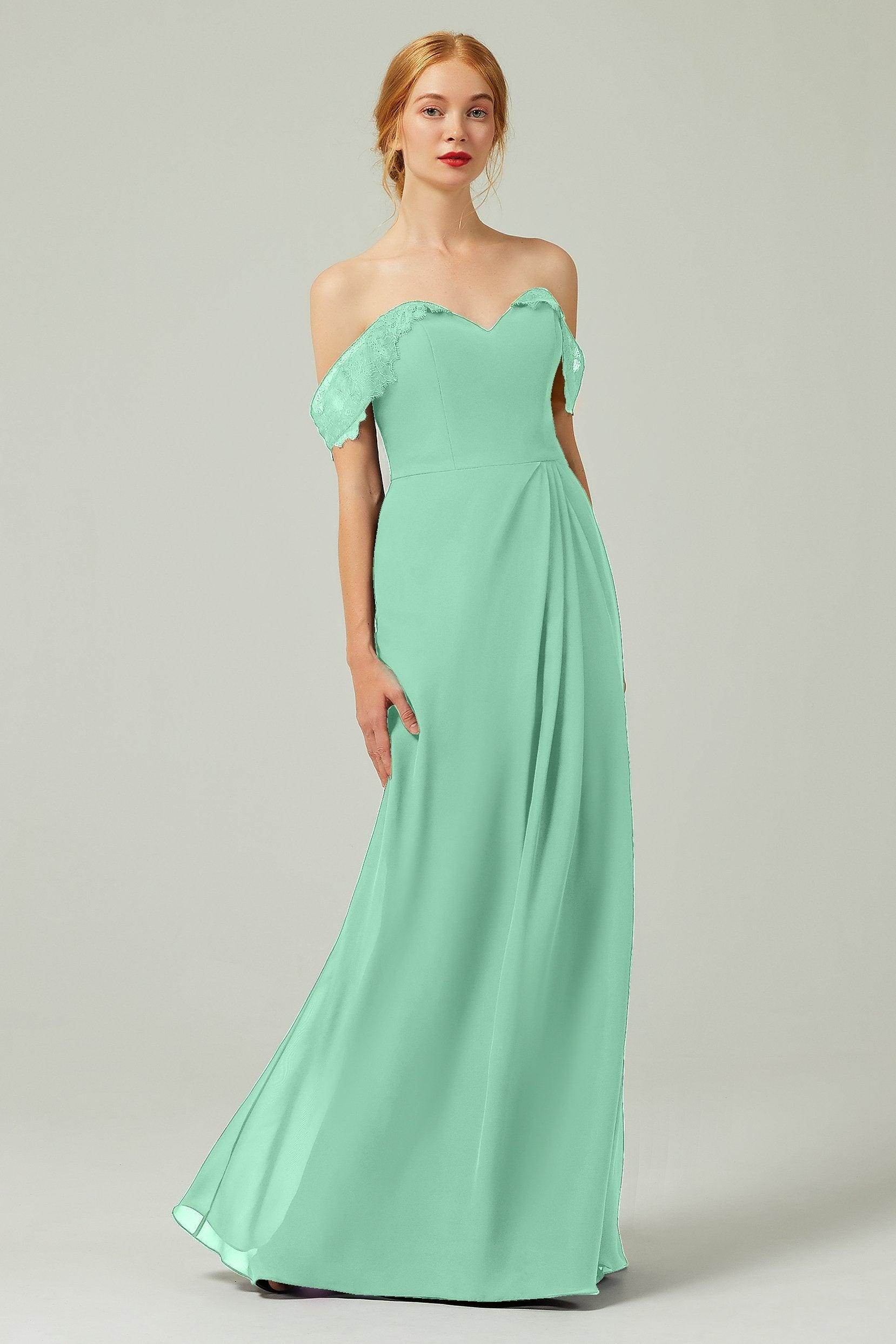Sheath-Column Floor Length Chiffon Bridesmaid Dress Formal Dresses CB0338