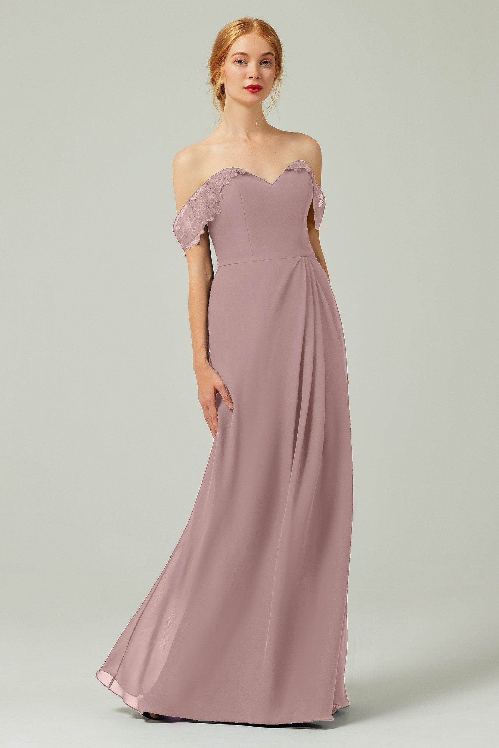 Sheath-Column Floor Length Chiffon Bridesmaid Dress Formal Dresses CB0338