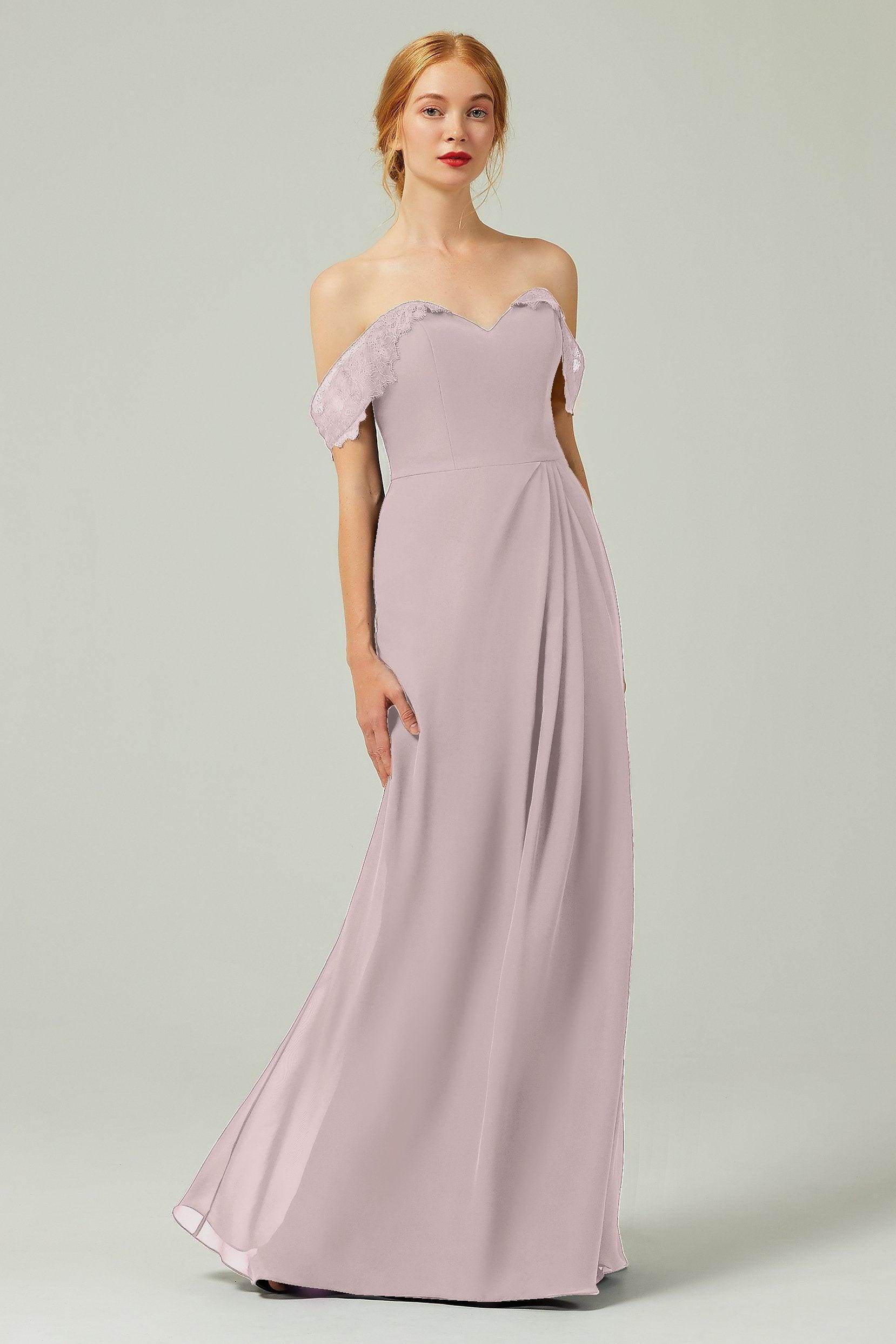 Sheath-Column Floor Length Chiffon Bridesmaid Dress Formal Dresses CB0338