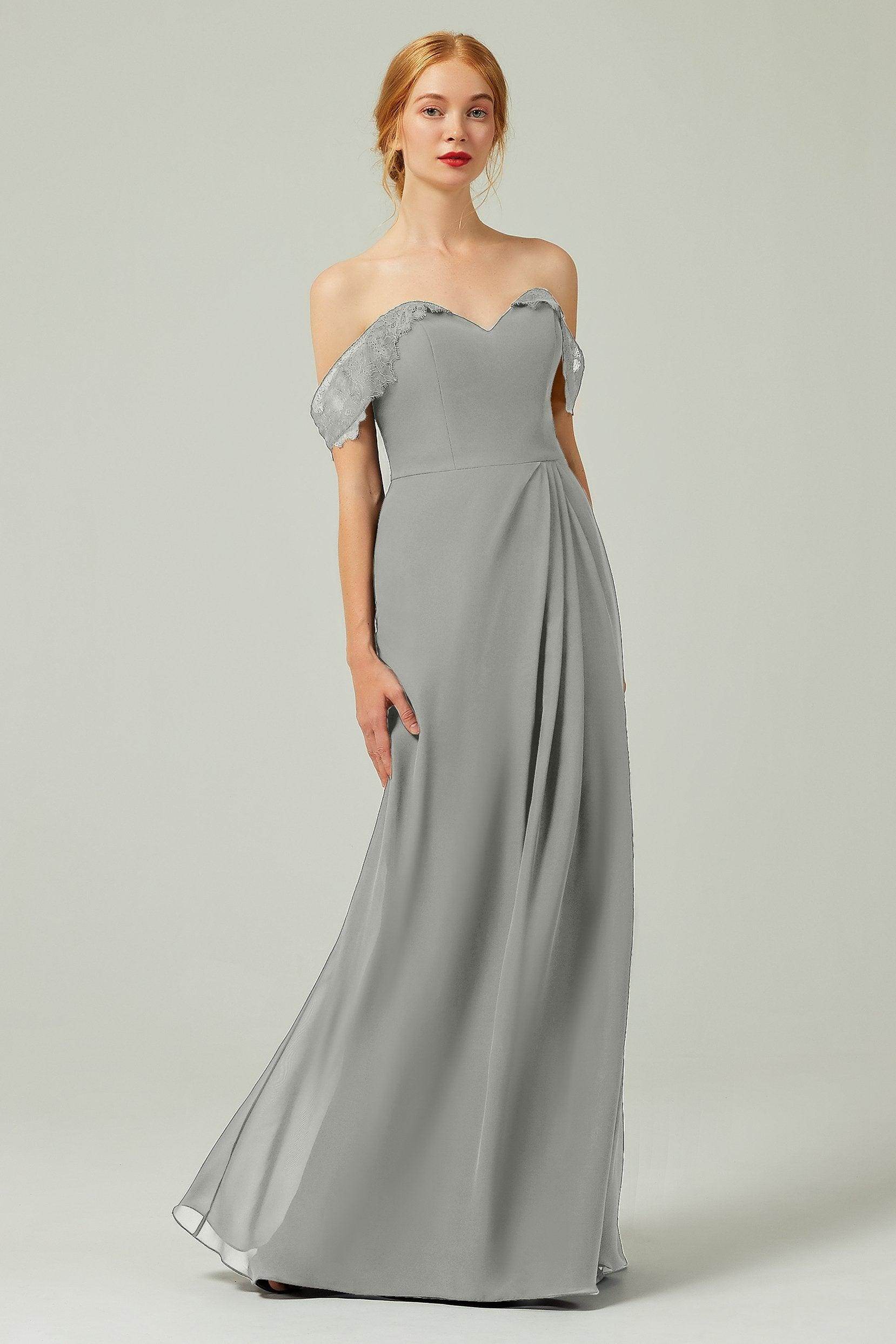 Sheath-Column Floor Length Chiffon Bridesmaid Dress Formal Dresses CB0338