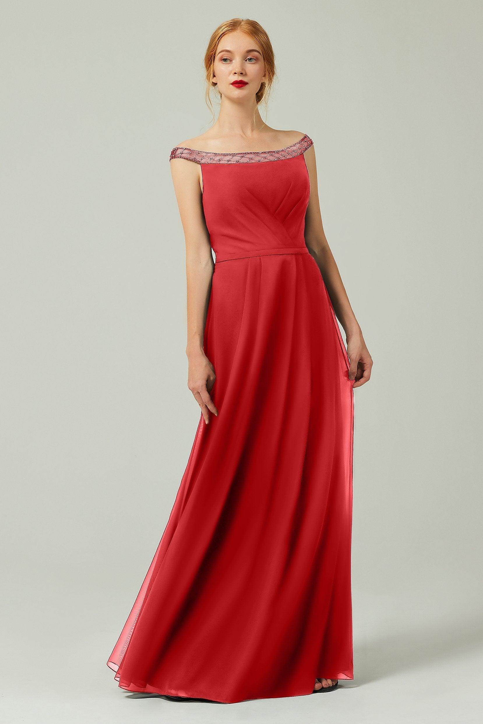 A-Line Floor Length Chiffon Bridesmaid Dress Formal Dresses CB0339
