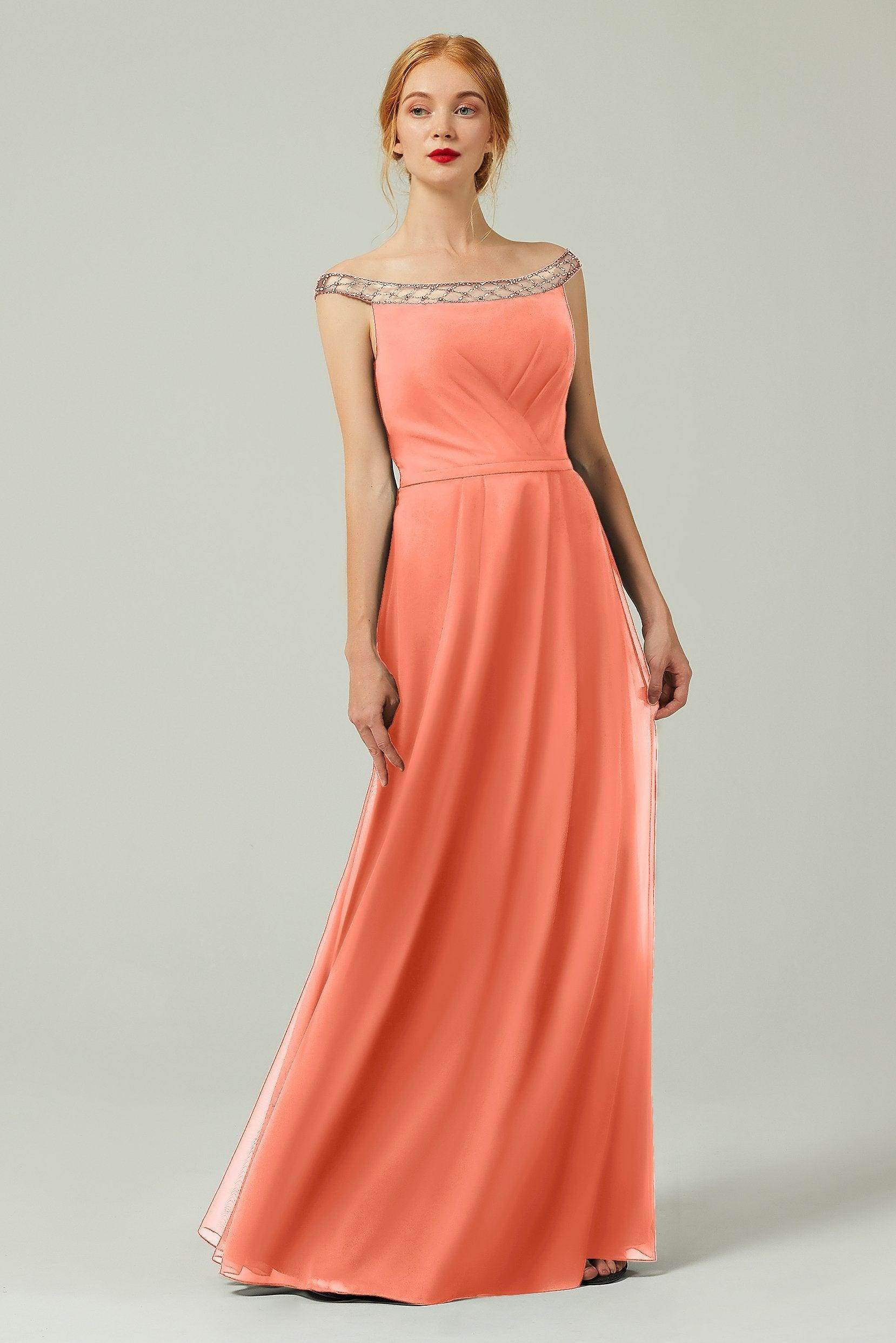 A-Line Floor Length Chiffon Bridesmaid Dress Formal Dresses CB0339
