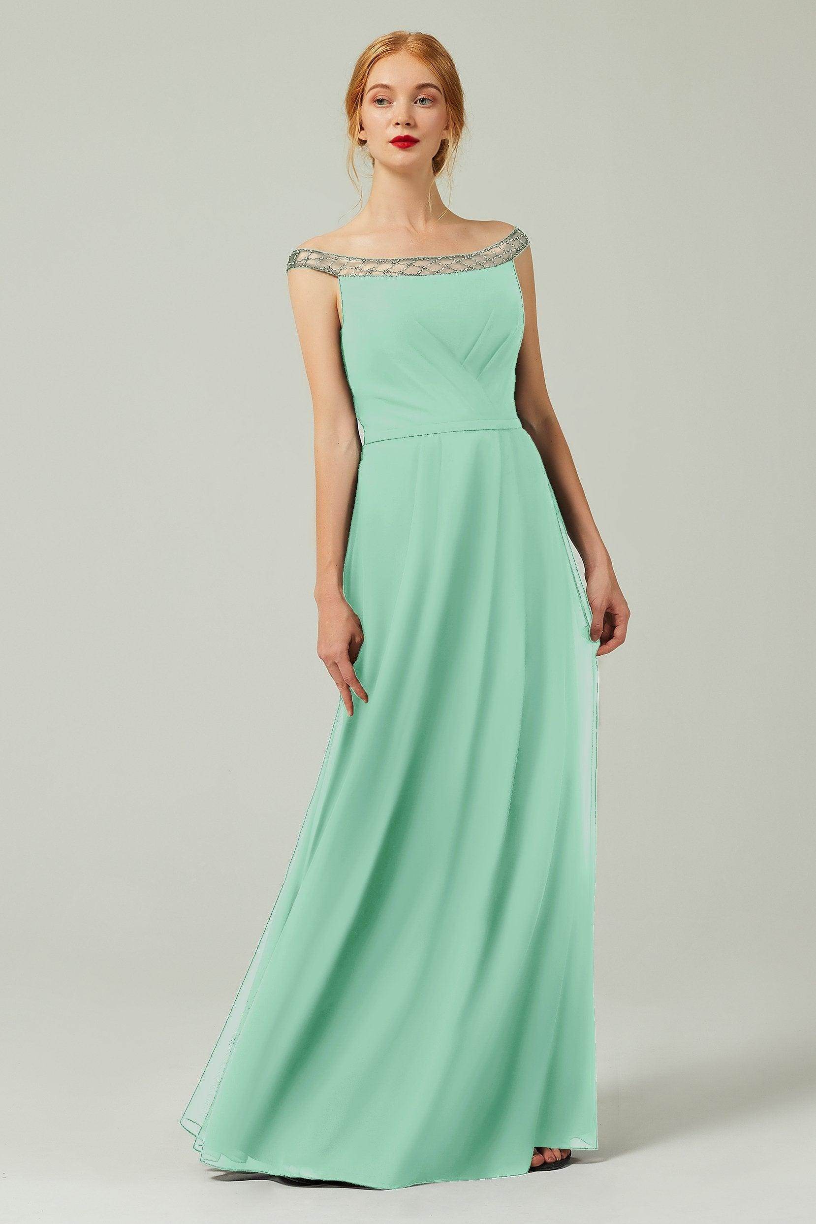 A-Line Floor Length Chiffon Bridesmaid Dress Formal Dresses CB0339