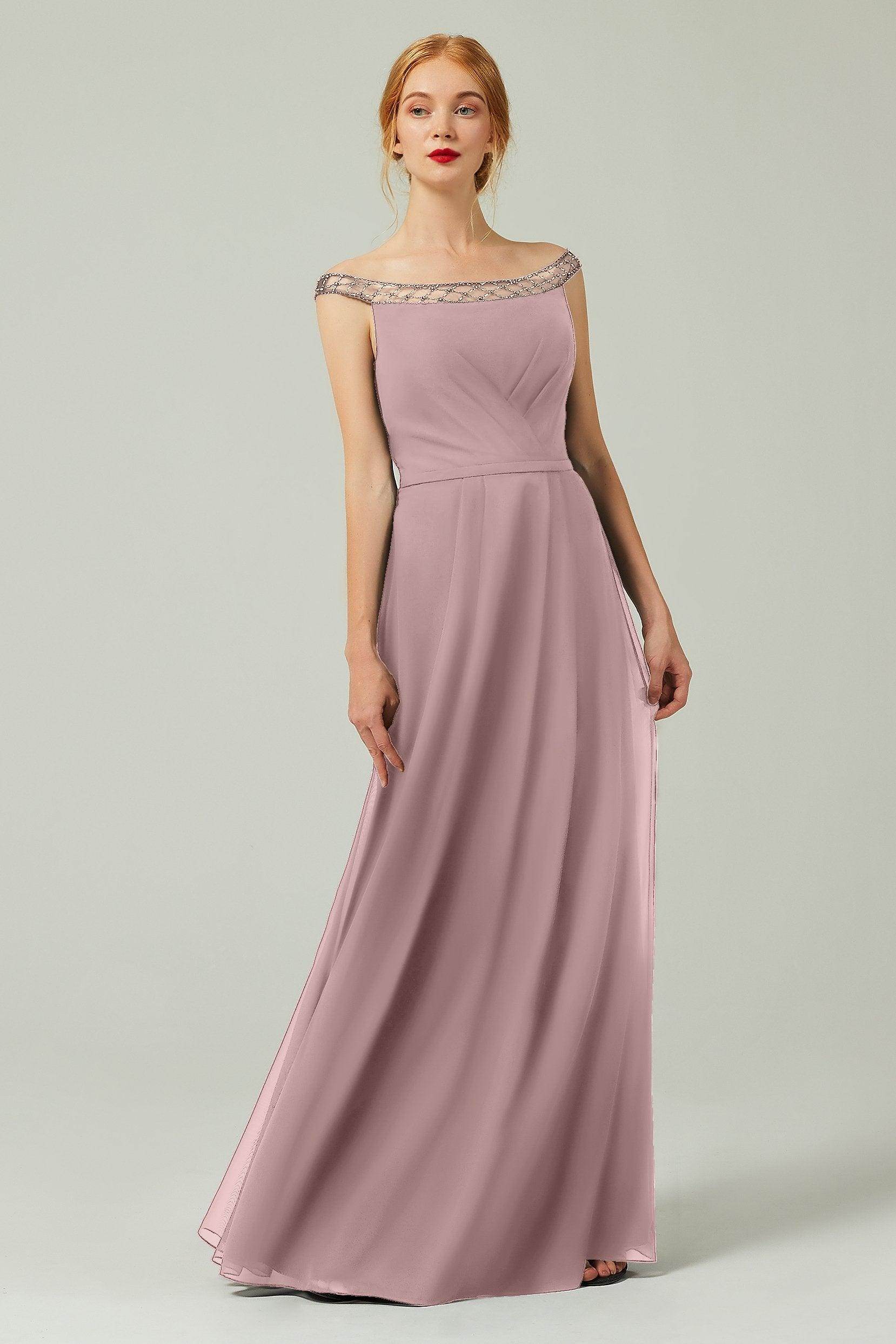 A-Line Floor Length Chiffon Bridesmaid Dress Formal Dresses CB0339