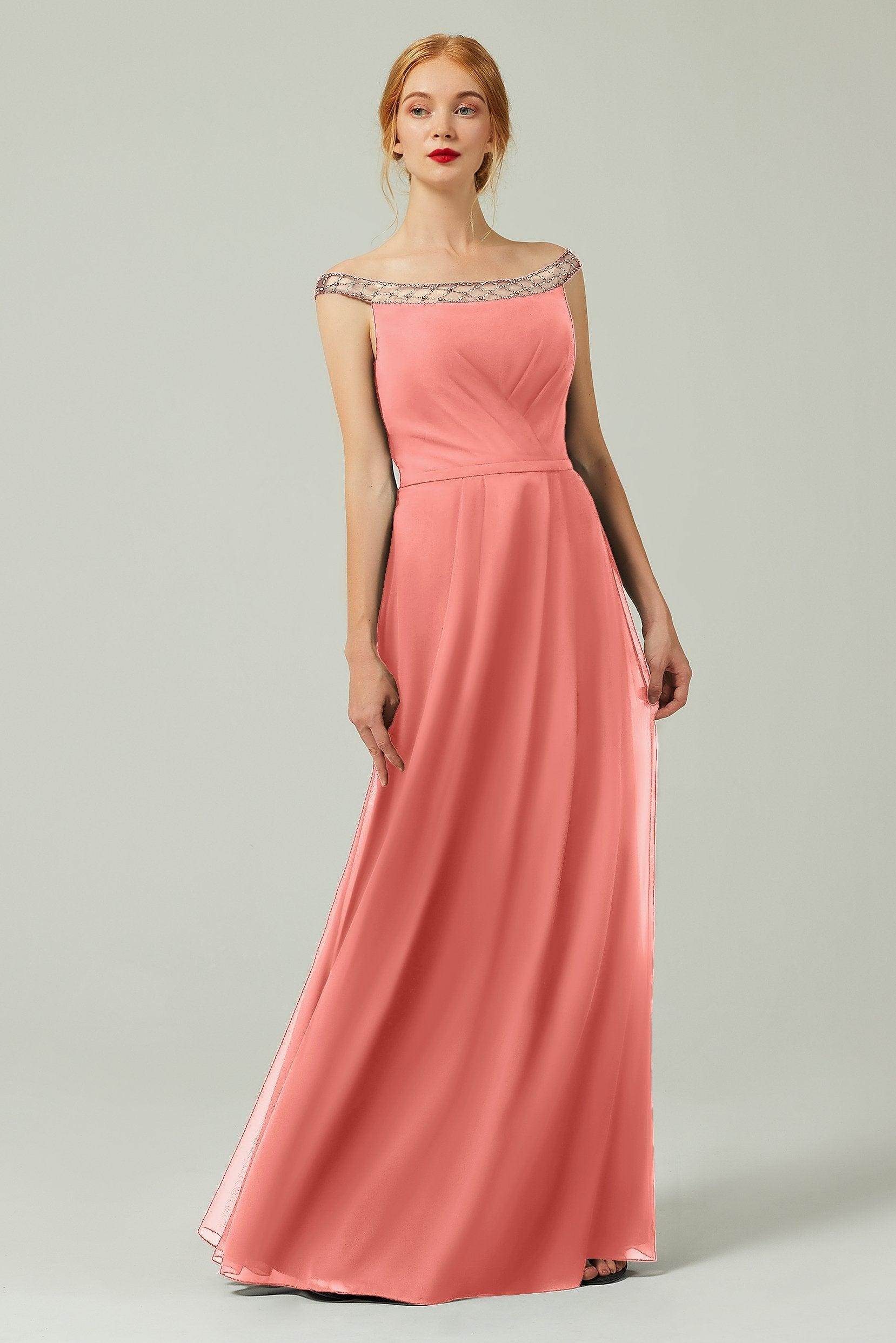 A-Line Floor Length Chiffon Bridesmaid Dress Formal Dresses CB0339