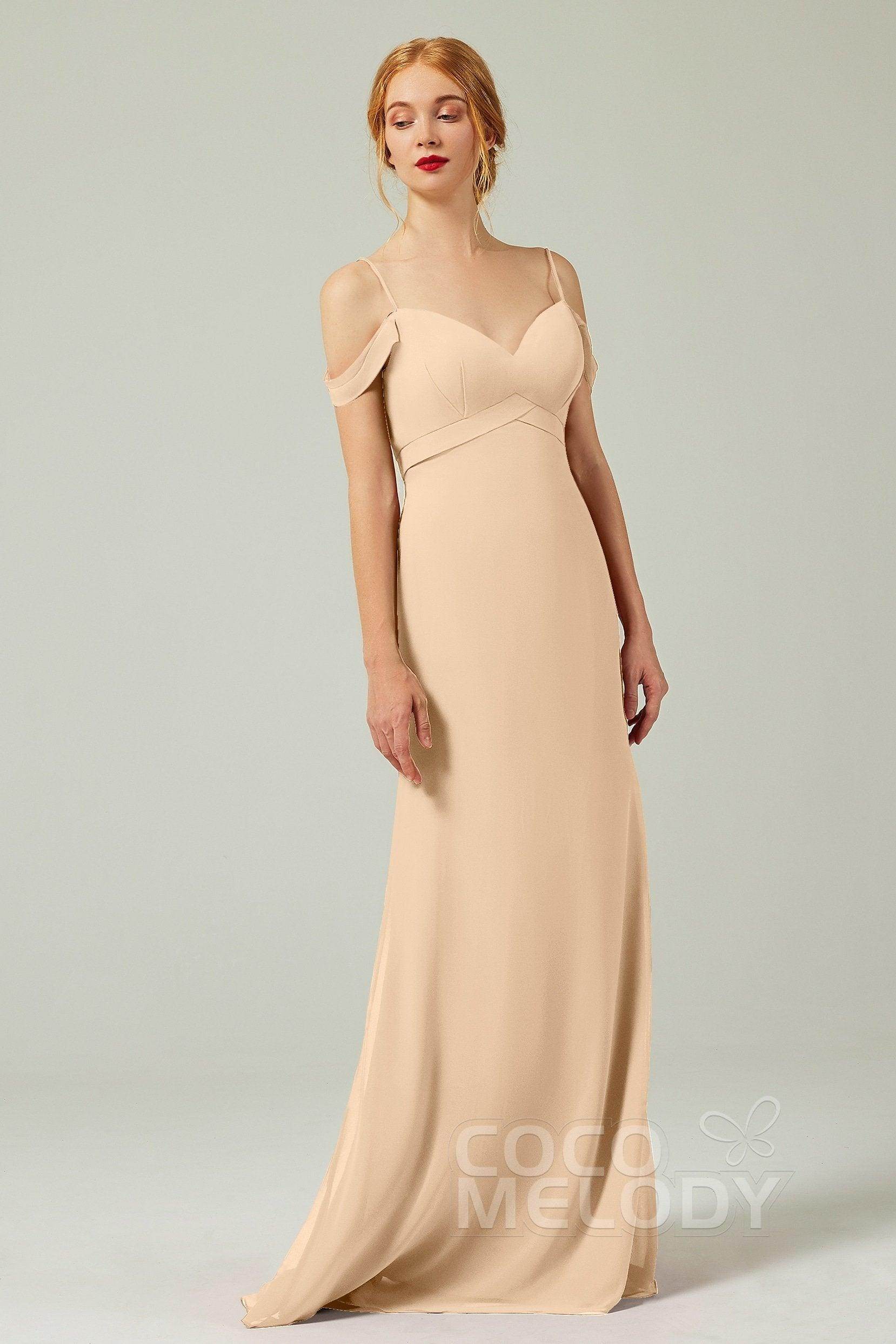 Sheath-Column Floor Length Chiffon Bridesmaid Dress Formal Dresses CB0343