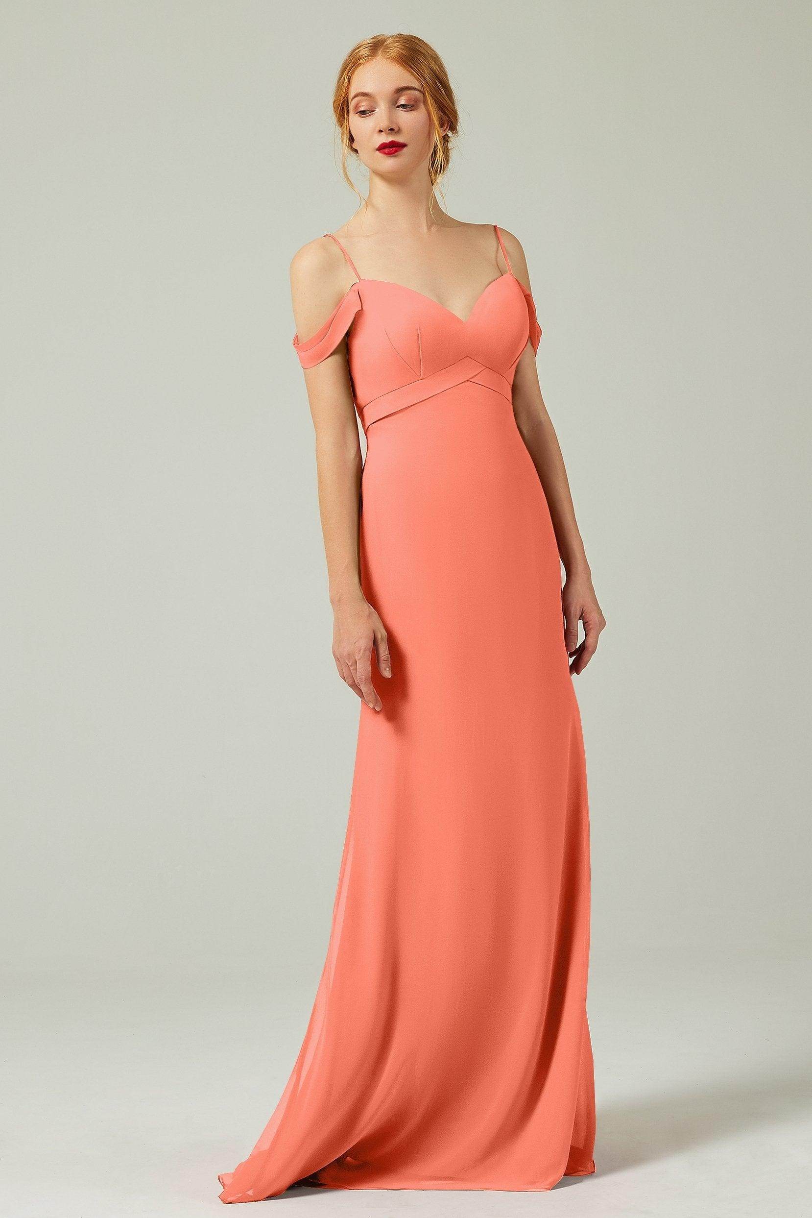 Sheath-Column Floor Length Chiffon Bridesmaid Dress Formal Dresses CB0343