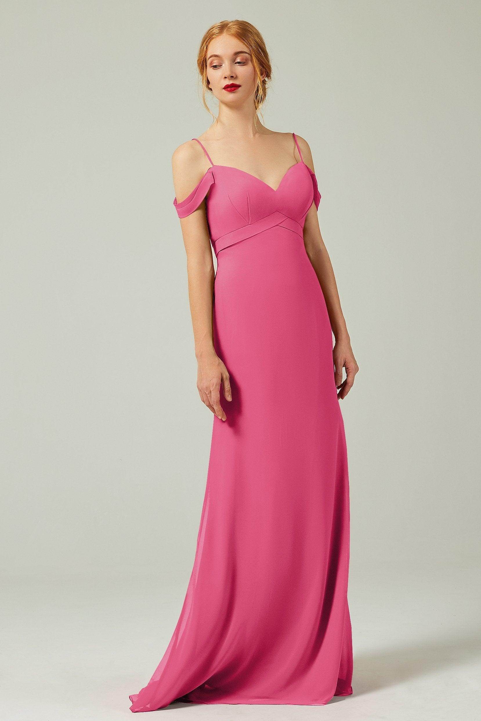 Sheath-Column Floor Length Chiffon Bridesmaid Dress Formal Dresses CB0343