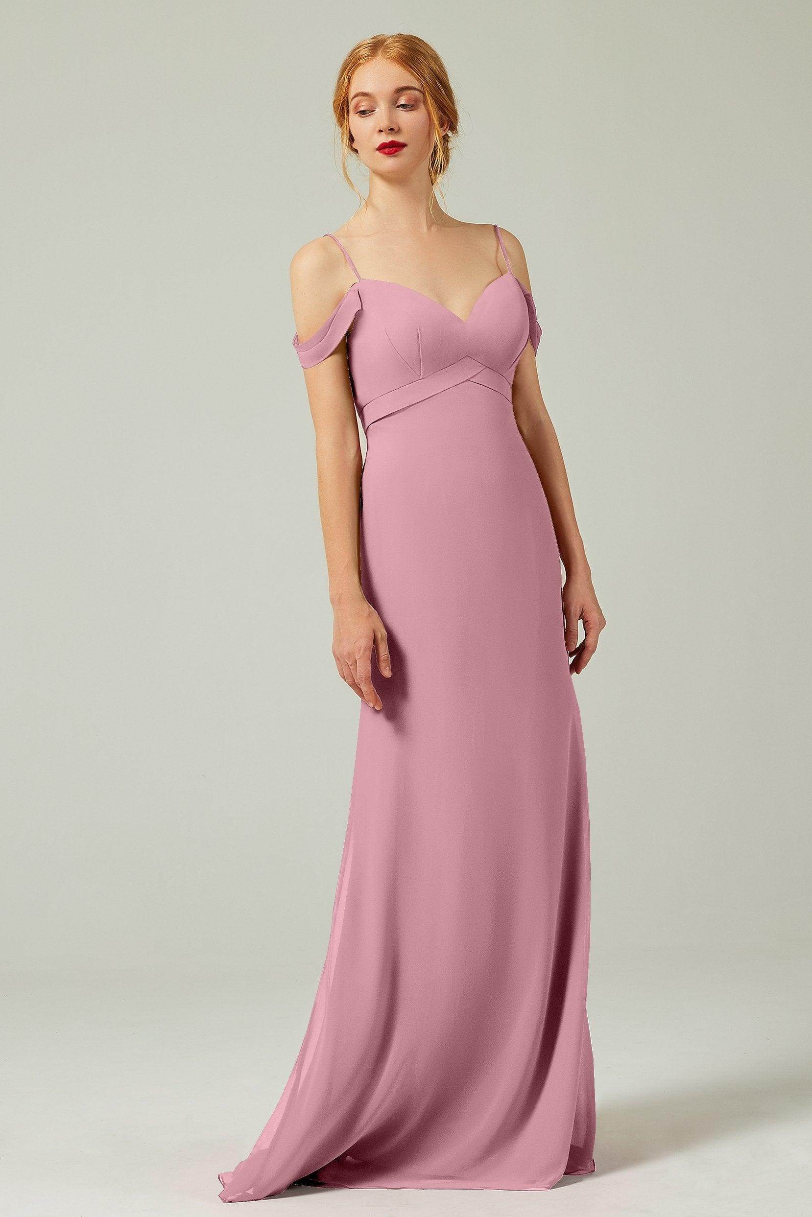 Sheath-Column Floor Length Chiffon Bridesmaid Dress Formal Dresses CB0343