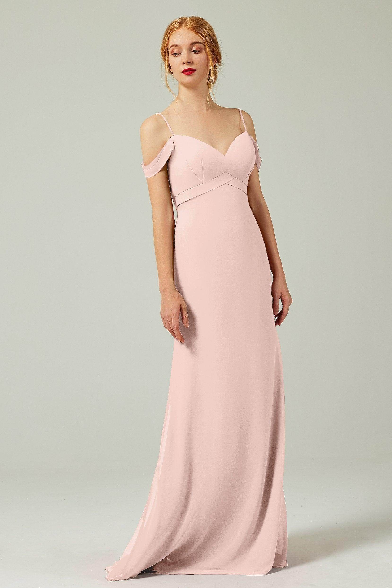 Sheath-Column Floor Length Chiffon Bridesmaid Dress Formal Dresses CB0343
