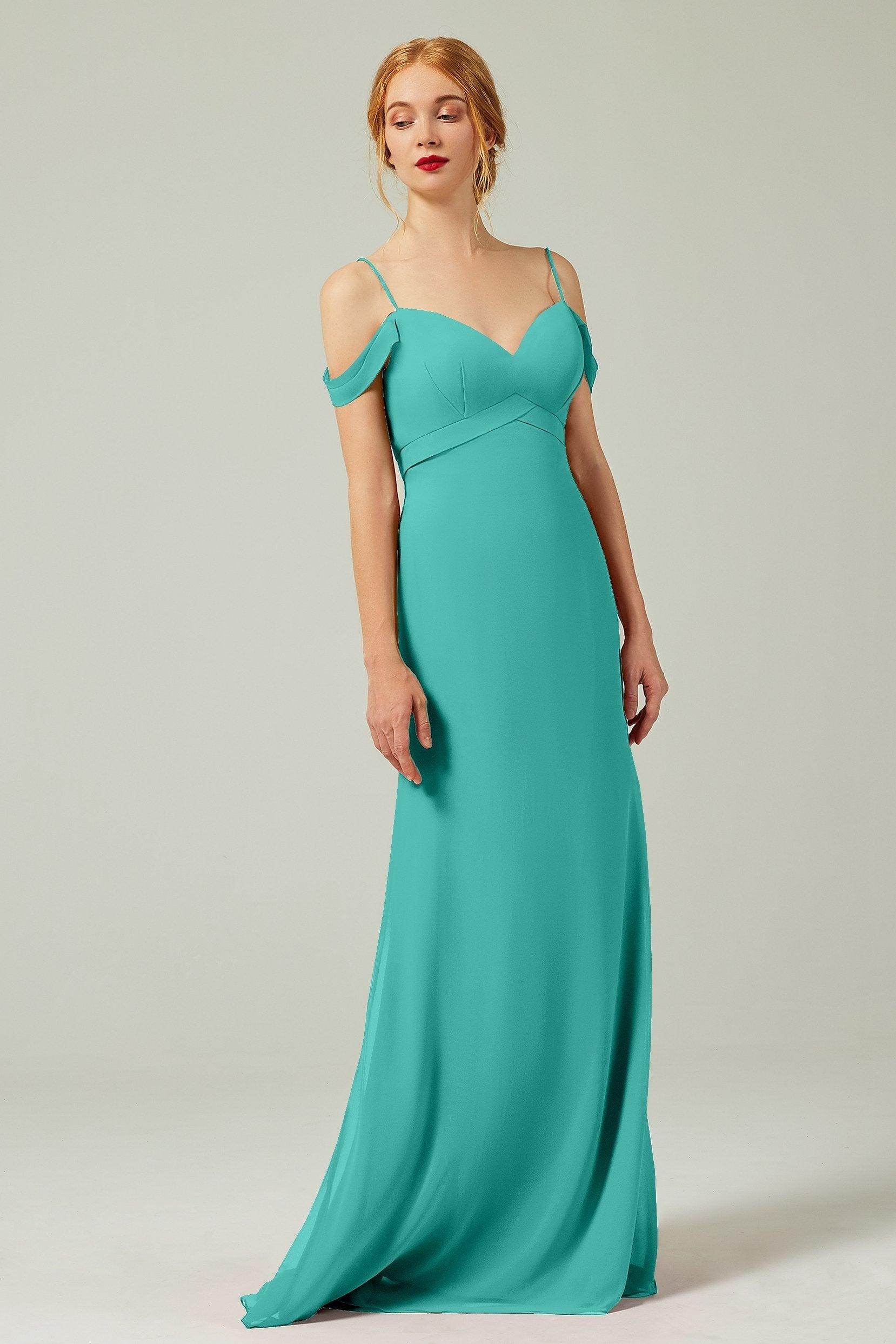 Sheath-Column Floor Length Chiffon Bridesmaid Dress Formal Dresses CB0343
