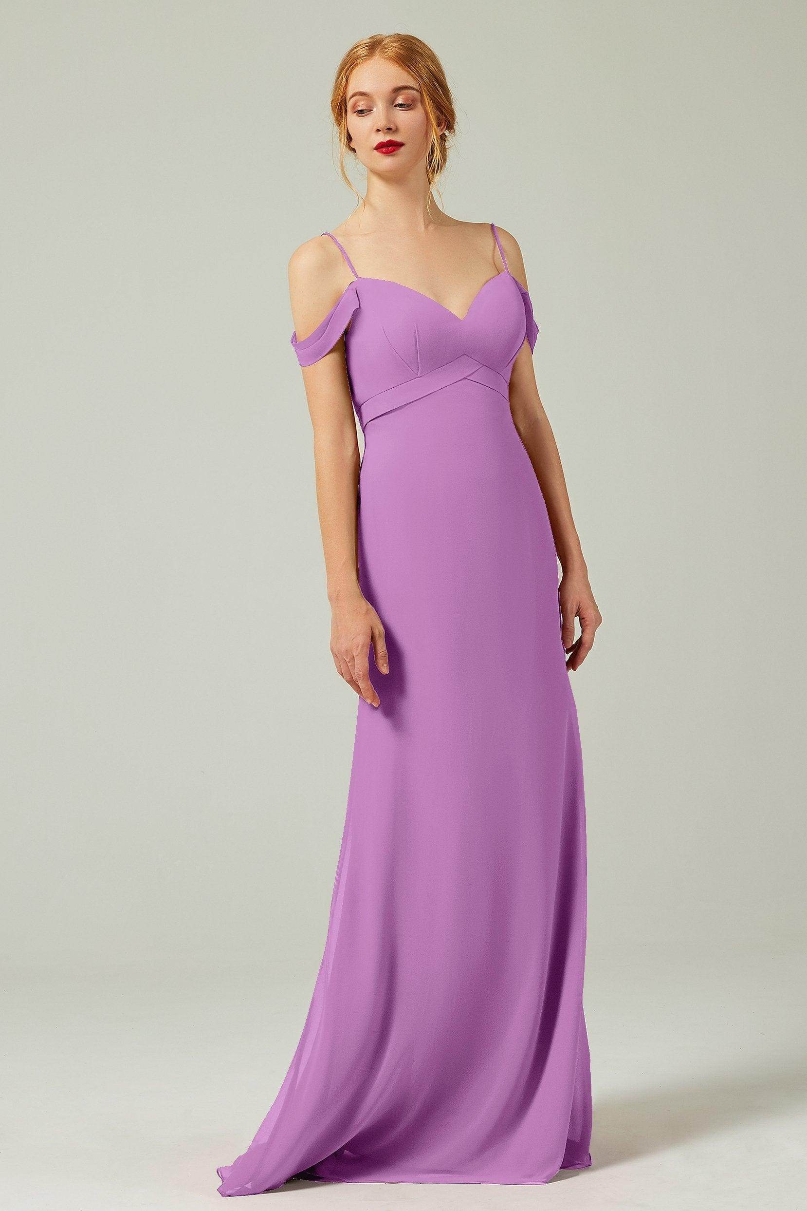 Sheath-Column Floor Length Chiffon Bridesmaid Dress Formal Dresses CB0343