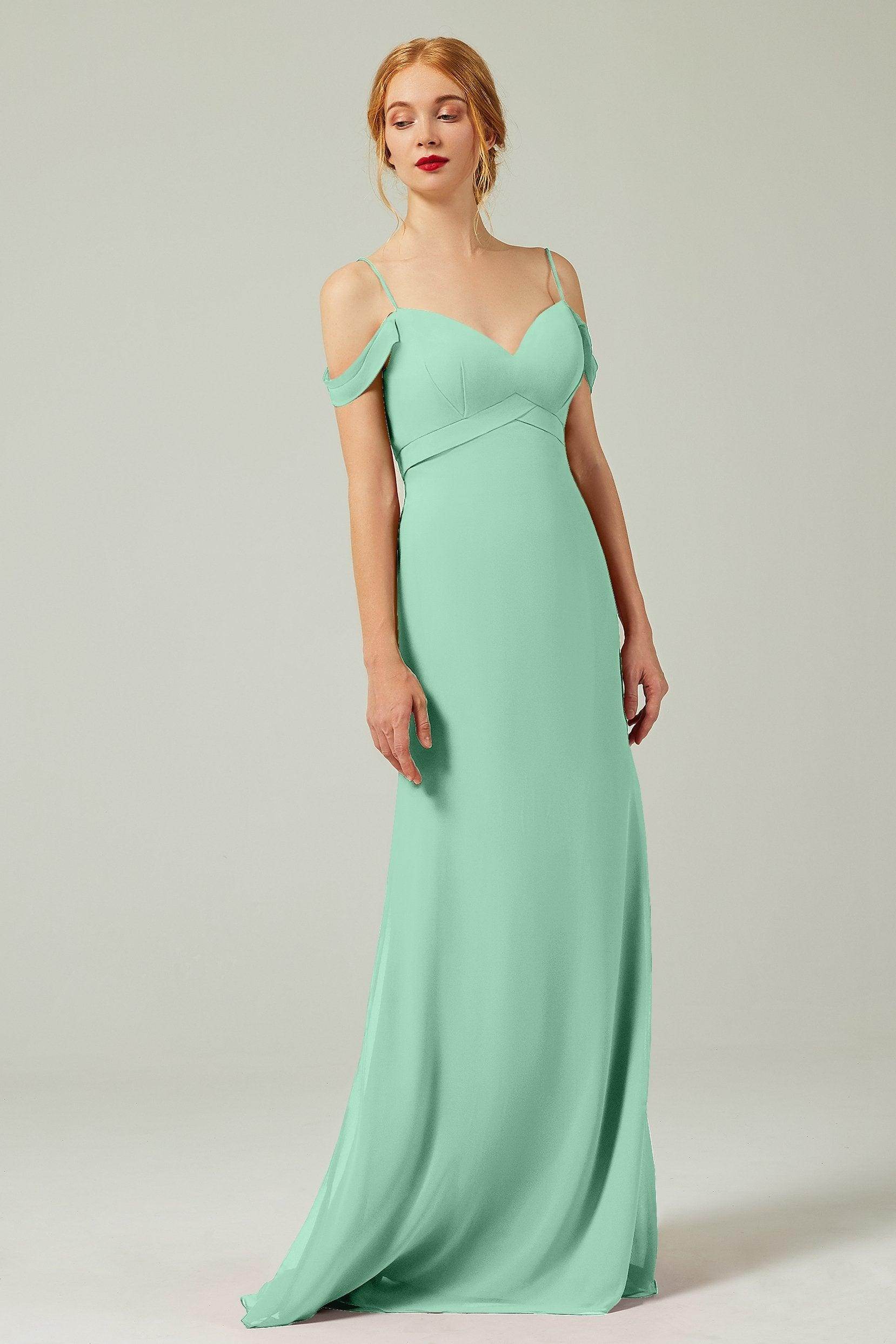 Sheath-Column Floor Length Chiffon Bridesmaid Dress Formal Dresses CB0343