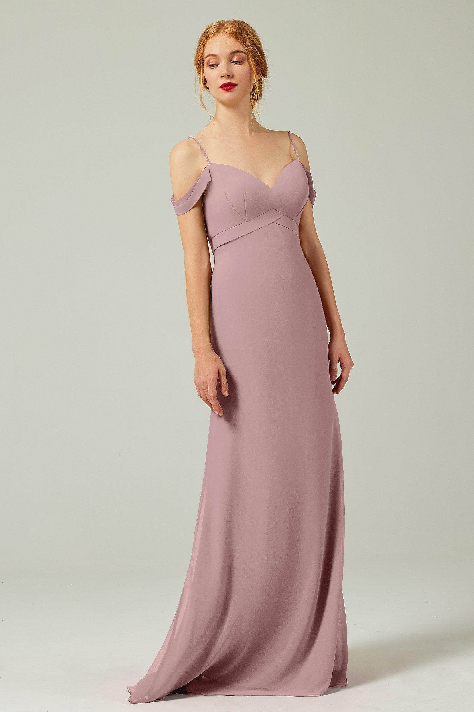 Sheath-Column Floor Length Chiffon Bridesmaid Dress Formal Dresses CB0343