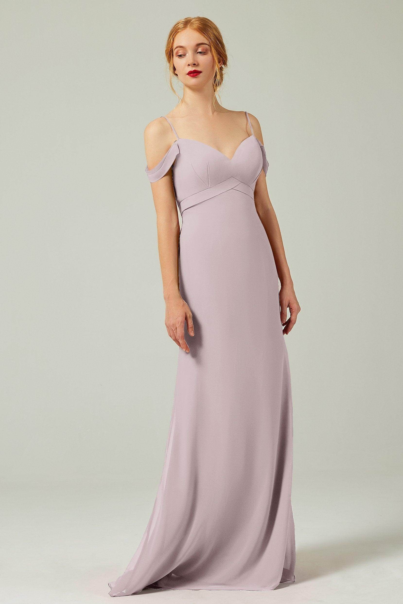 Sheath-Column Floor Length Chiffon Bridesmaid Dress Formal Dresses CB0343