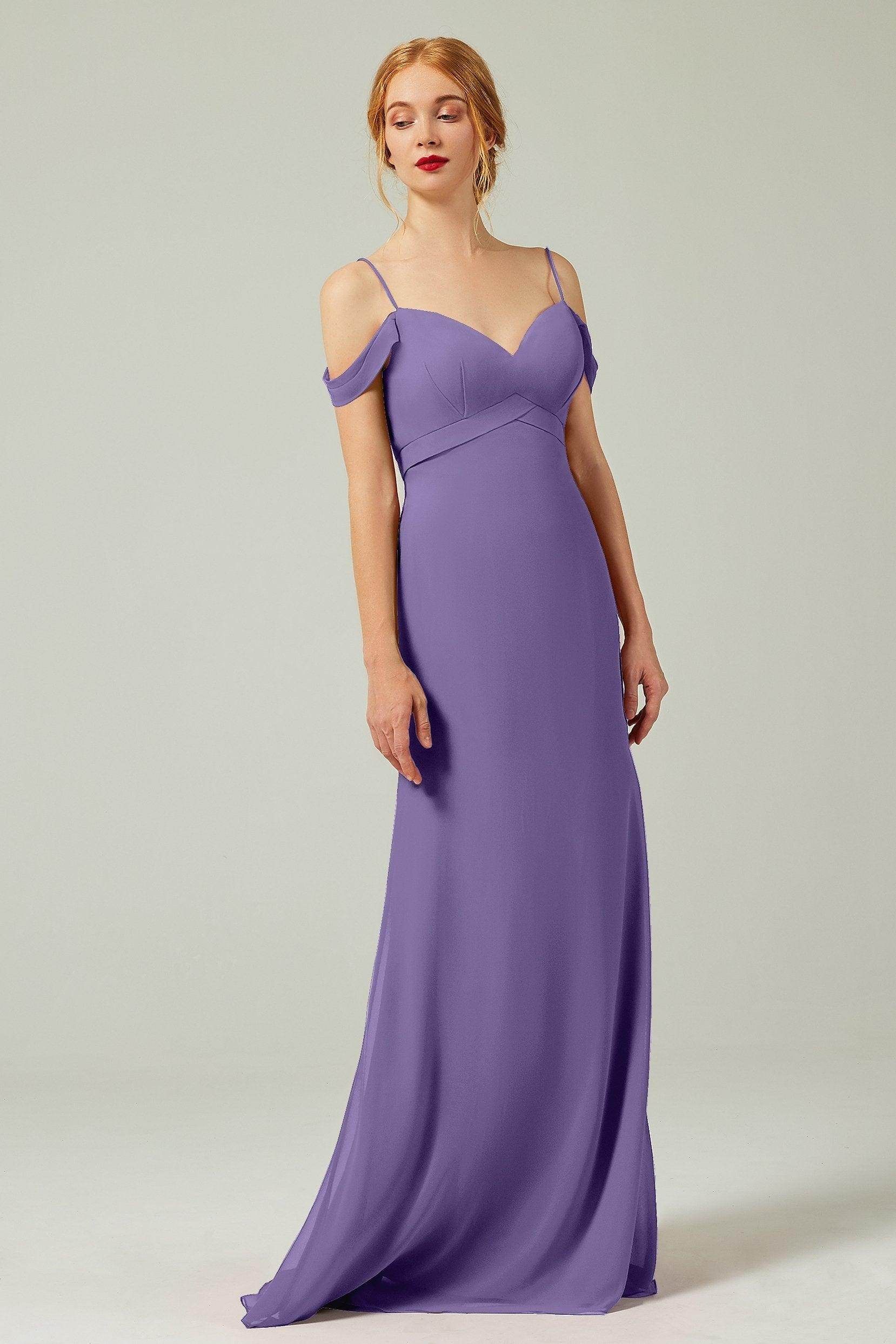 Sheath-Column Floor Length Chiffon Bridesmaid Dress Formal Dresses CB0343