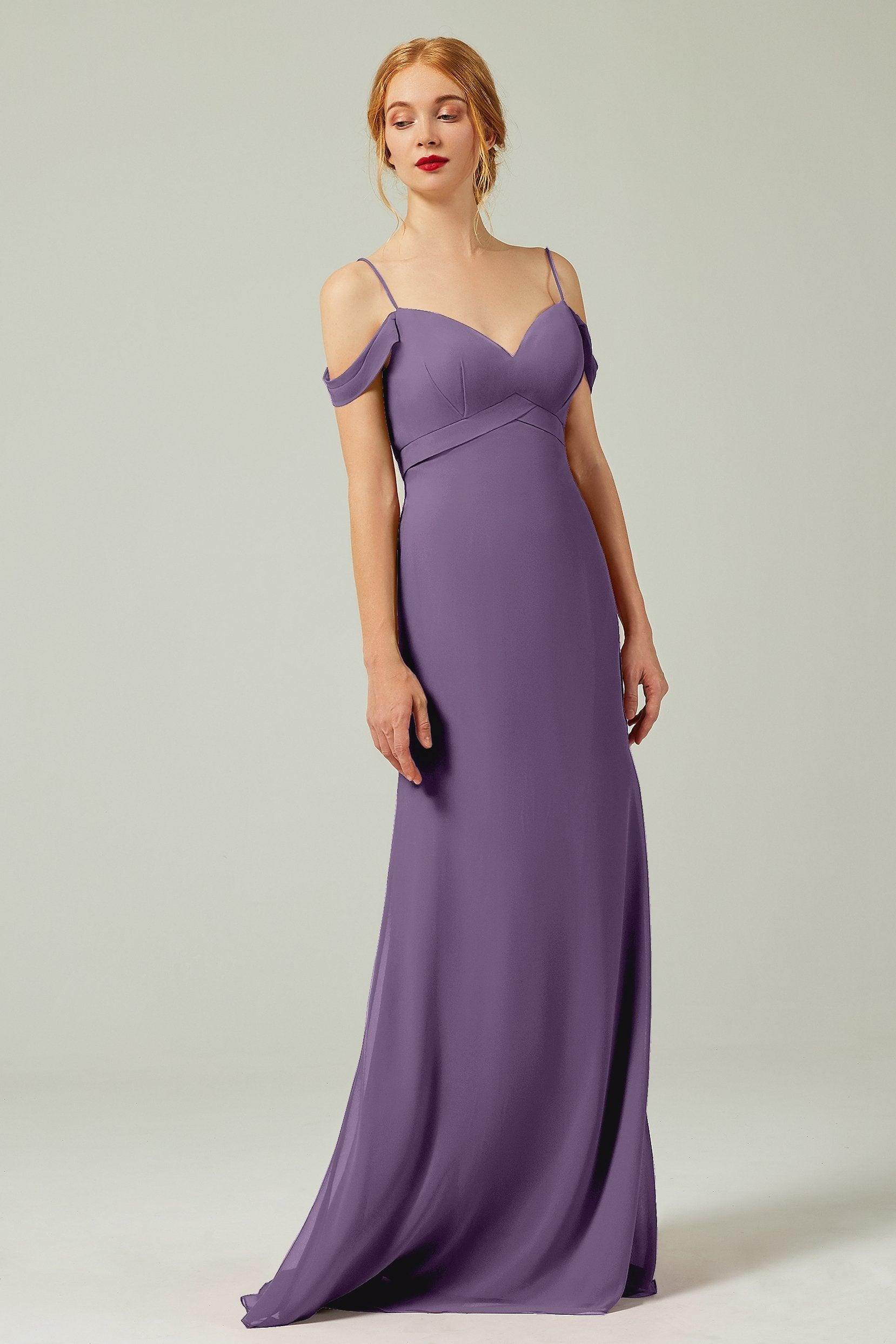 Sheath-Column Floor Length Chiffon Bridesmaid Dress Formal Dresses CB0343