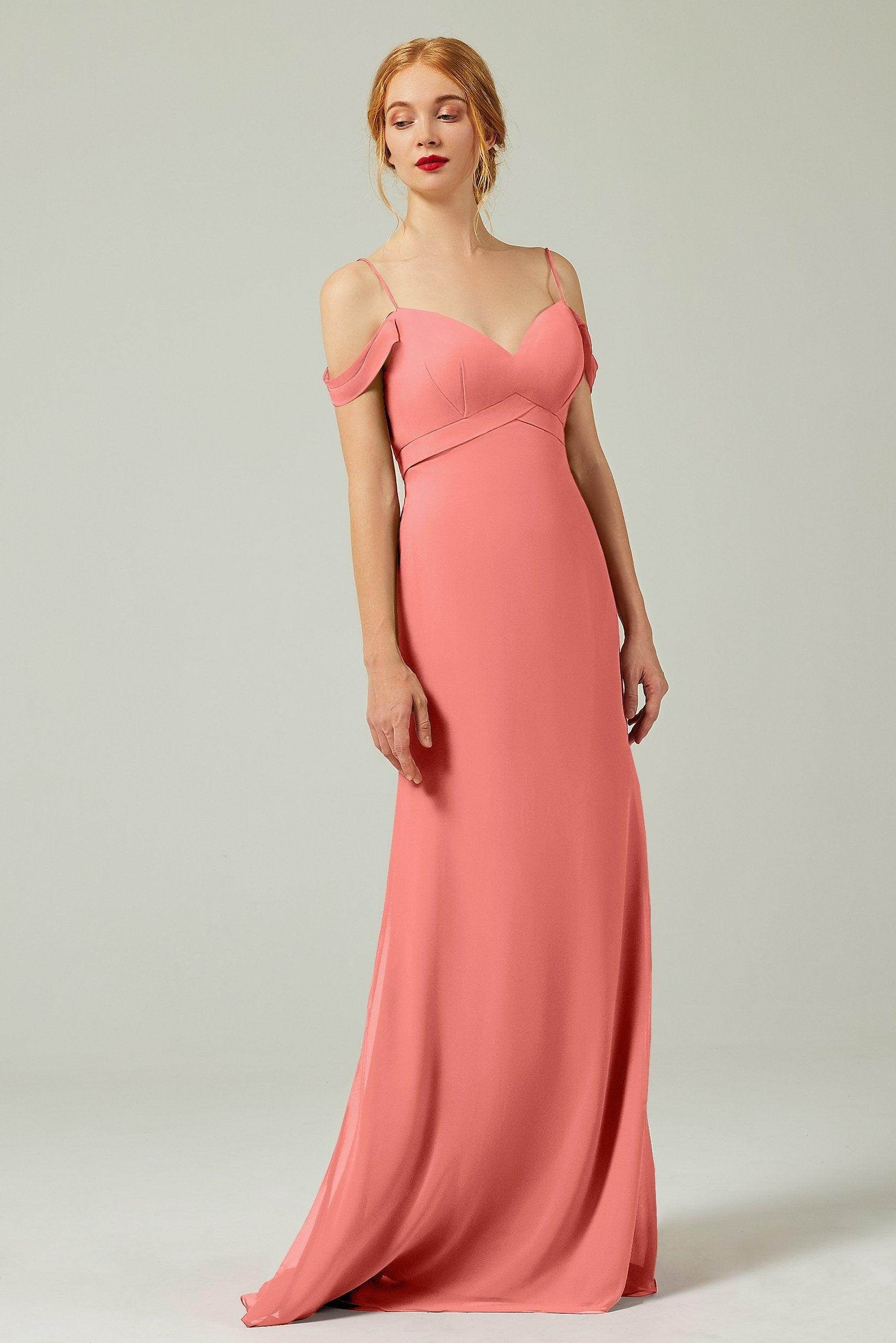 Sheath-Column Floor Length Chiffon Bridesmaid Dress Formal Dresses CB0343