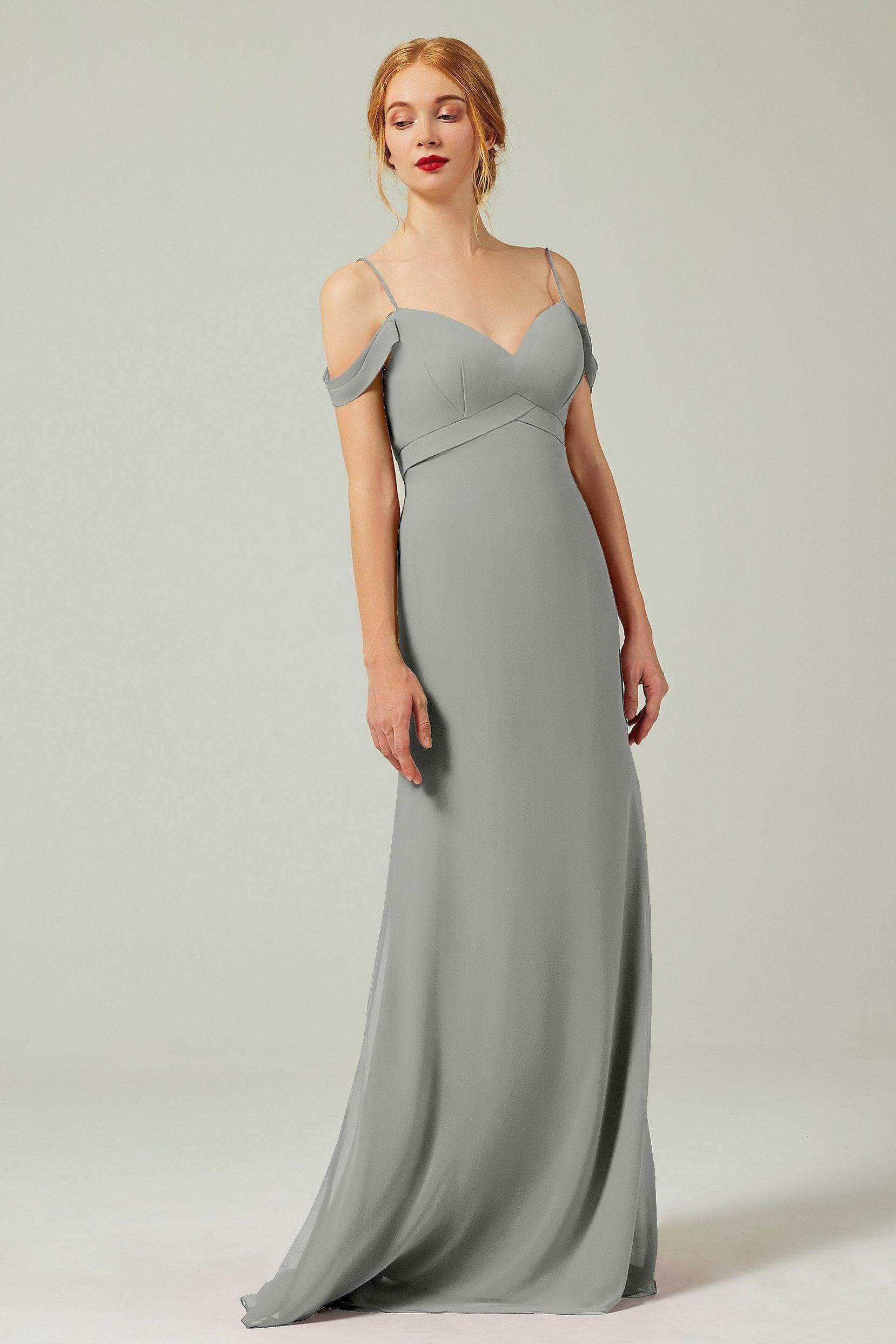 Sheath-Column Floor Length Chiffon Bridesmaid Dress Formal Dresses CB0343