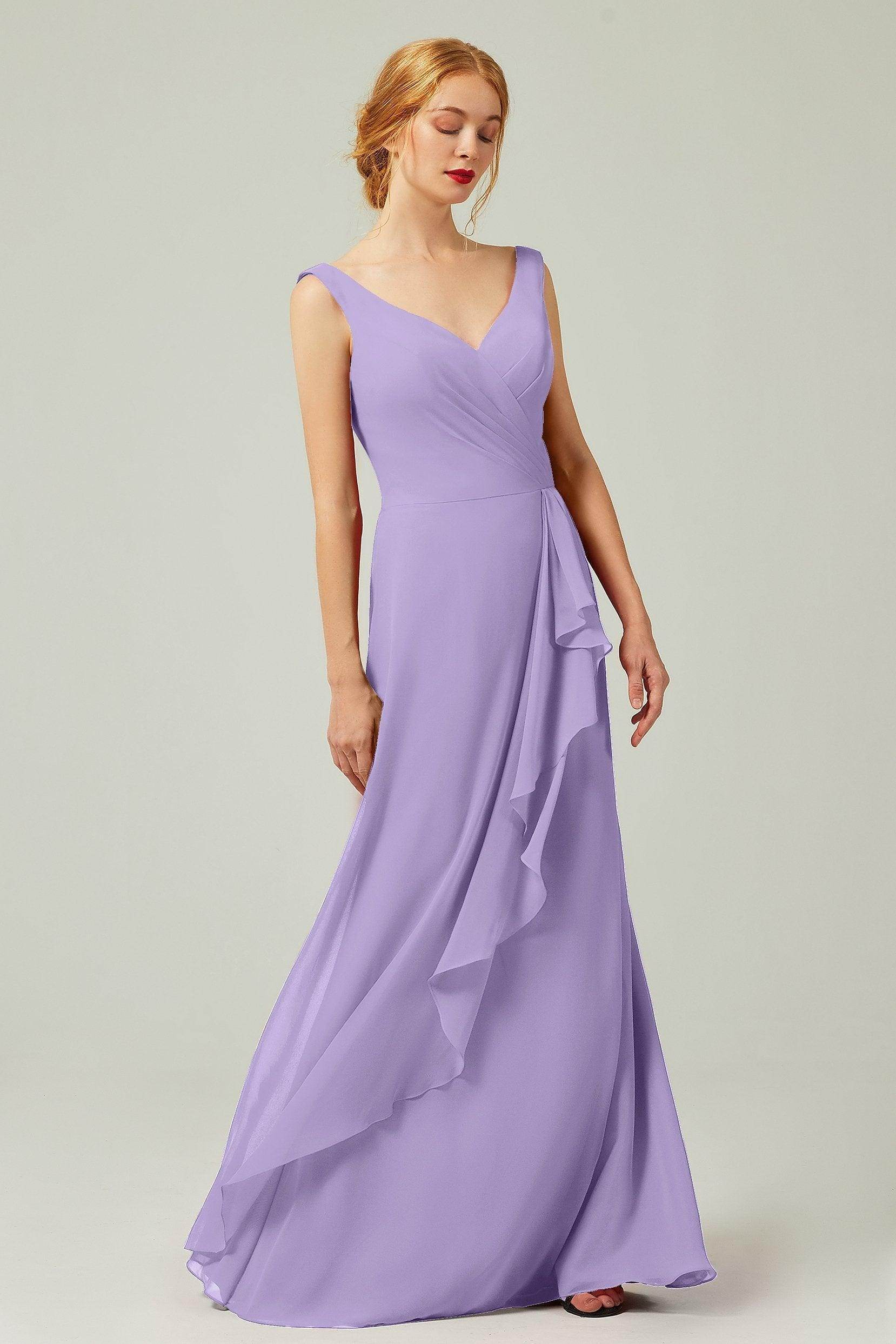 Sheath-Column Floor Length Chiffon Bridesmaid Dress Formal Dresses CB0344PS