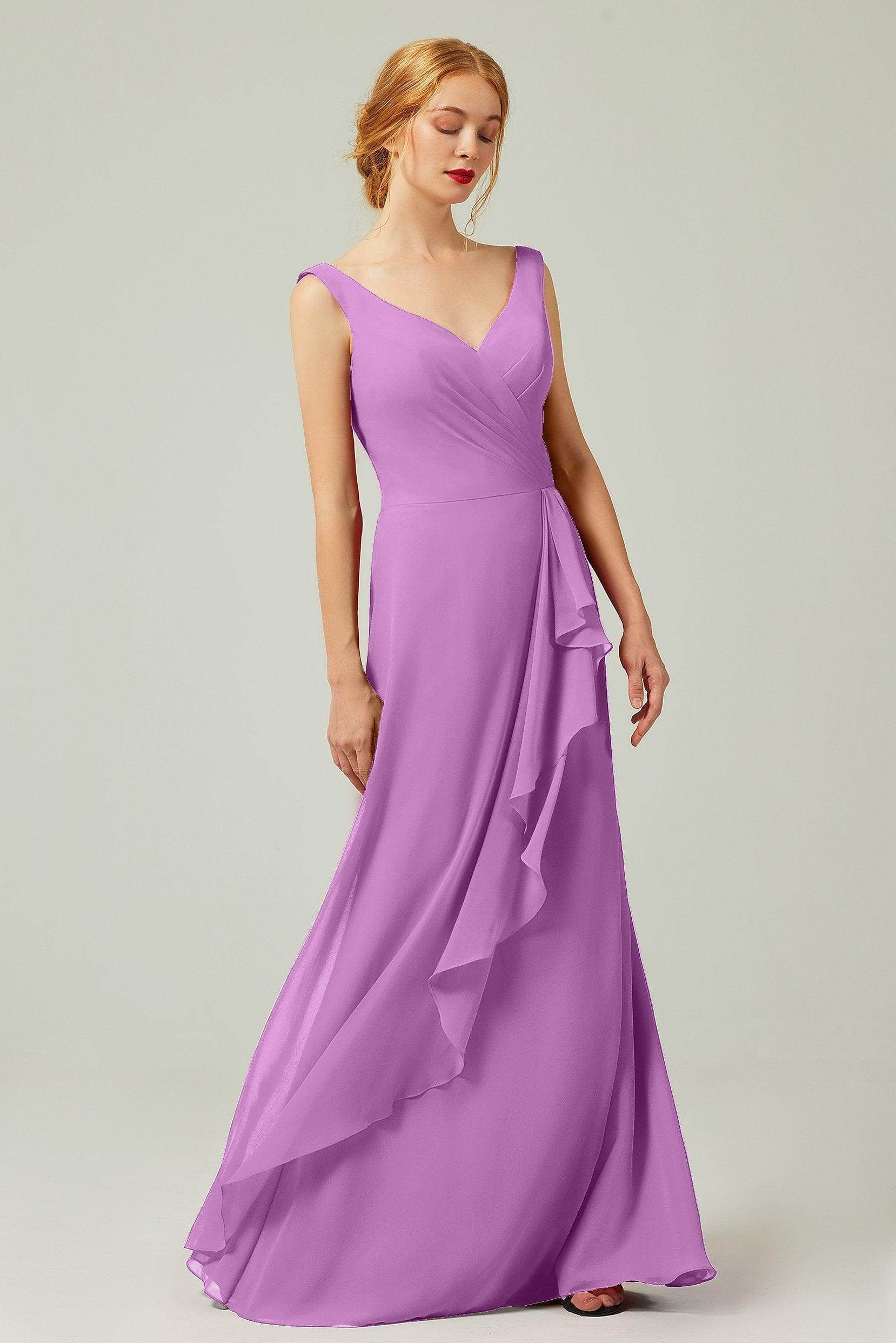 Sheath-Column Floor Length Chiffon Bridesmaid Dress Formal Dresses CB0344