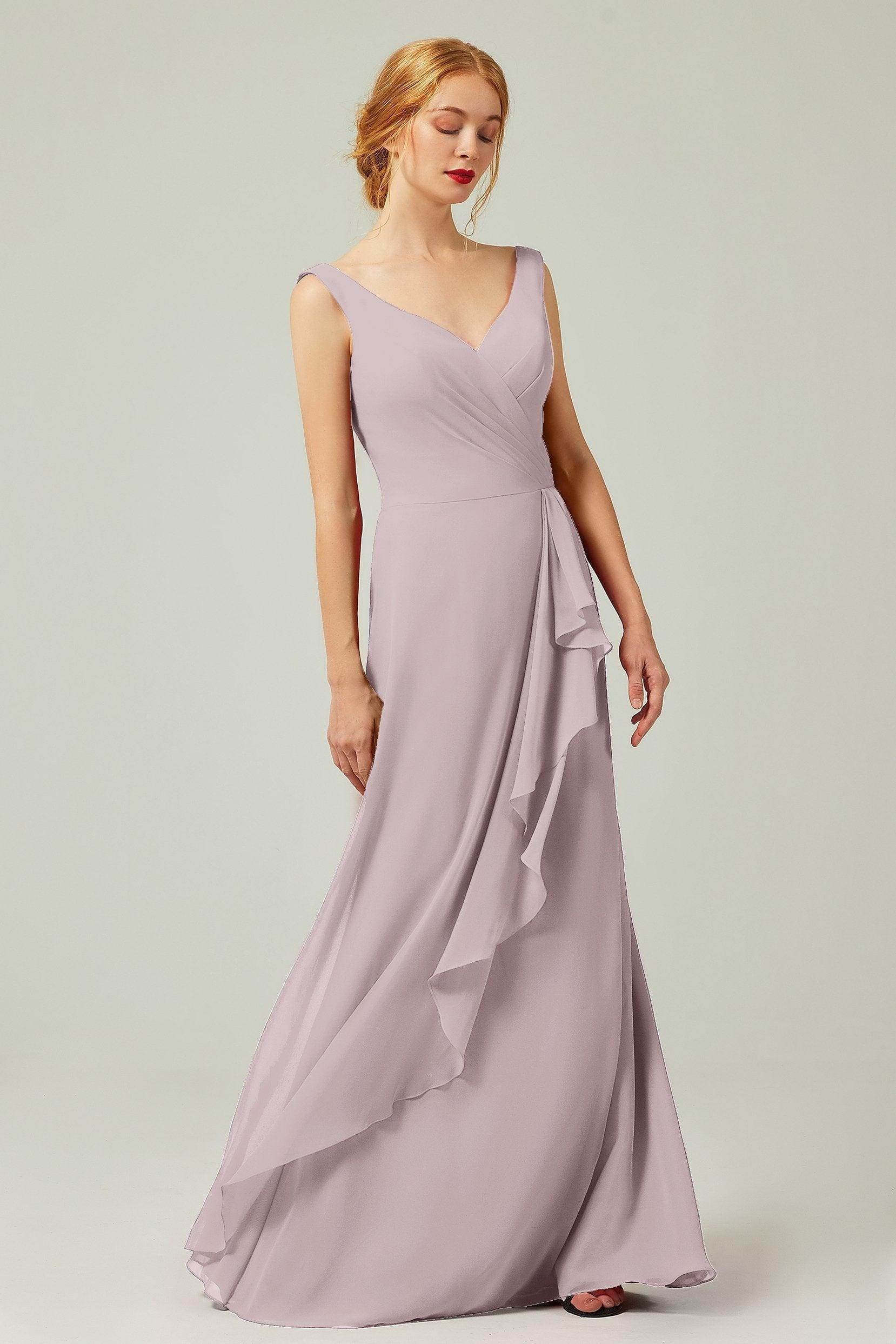 Sheath-Column Floor Length Chiffon Bridesmaid Dress Formal Dresses CB0344