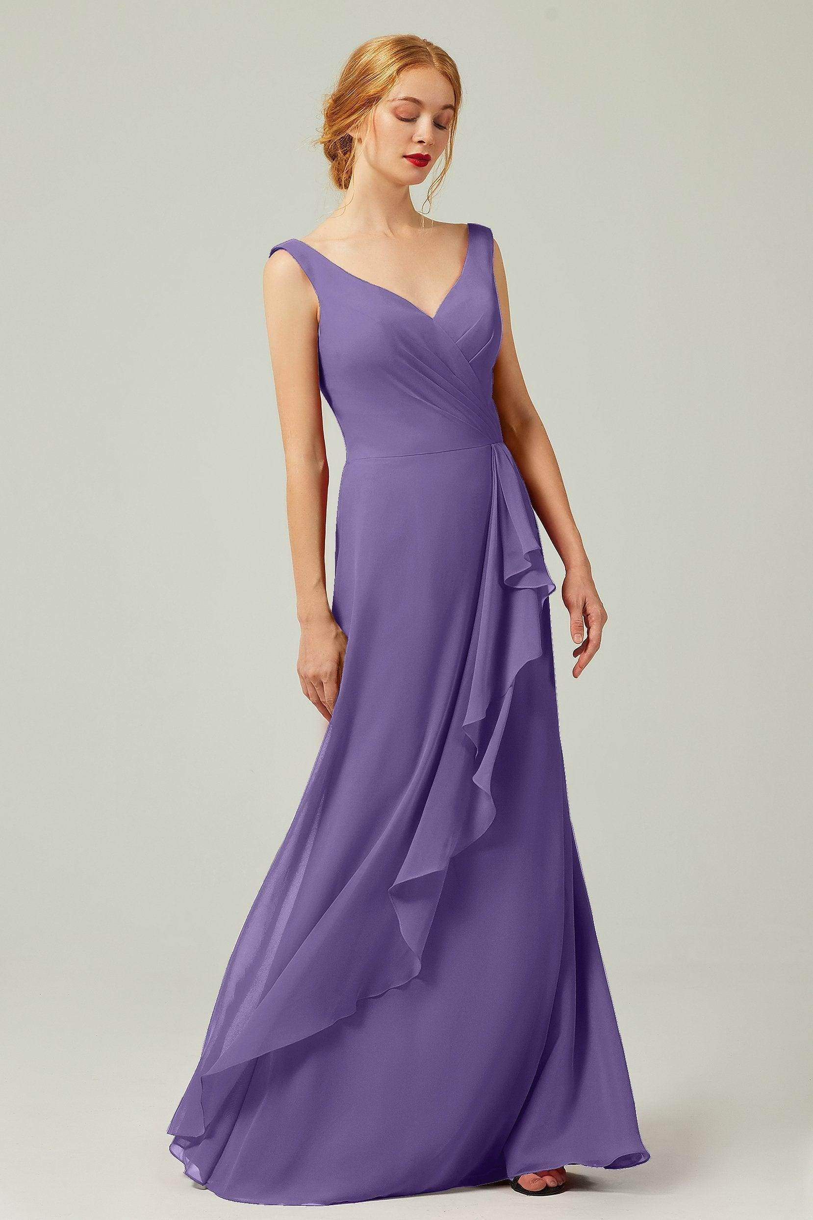 Sheath-Column Floor Length Chiffon Bridesmaid Dress Formal Dresses CB0344PS