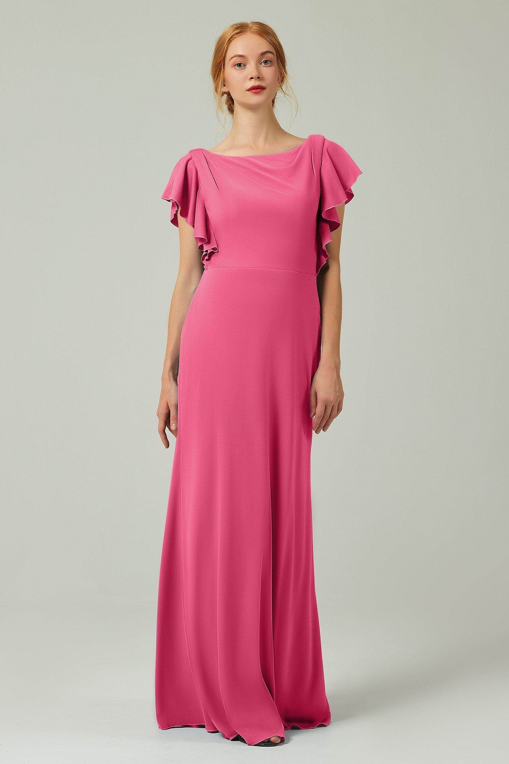 Sheath-Column Floor Length Chiffon Bridesmaid Dress Formal Dresses CB0357
