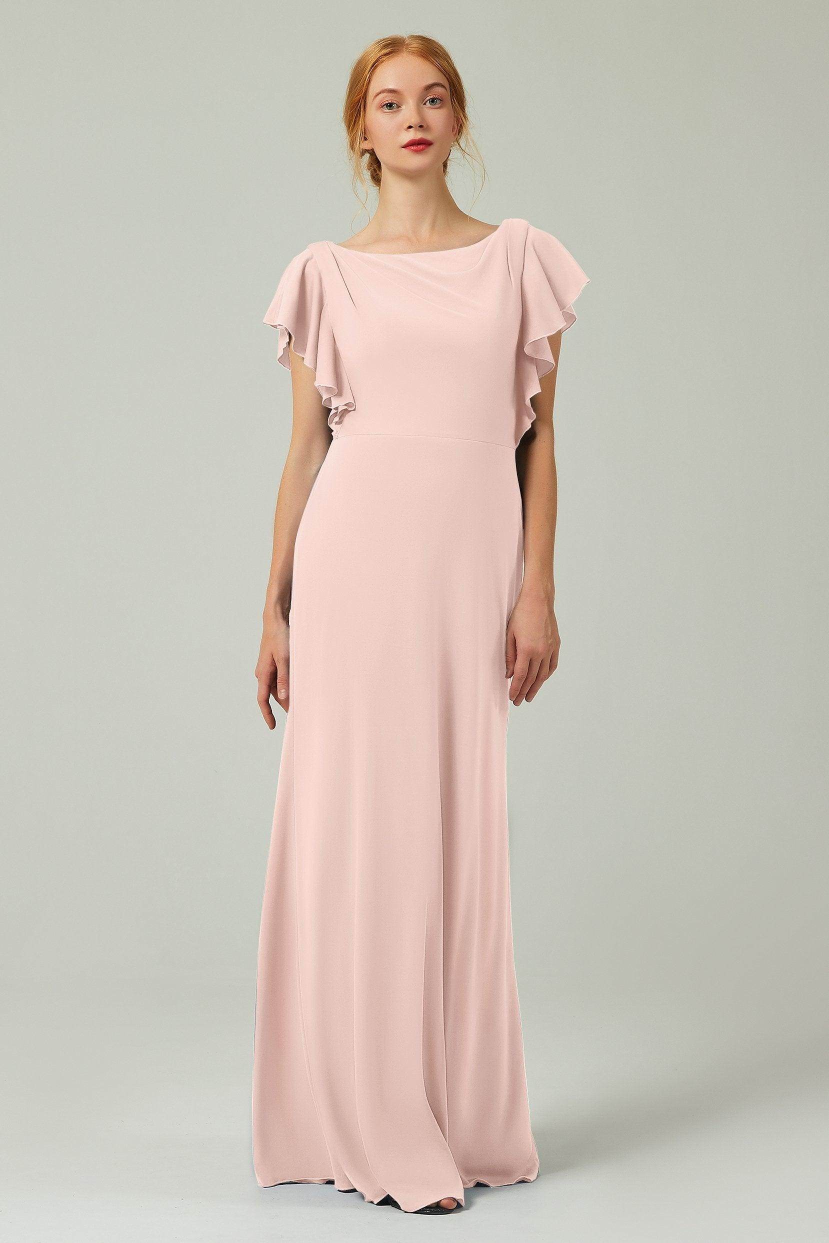 Sheath-Column Floor Length Chiffon Bridesmaid Dress Formal Dresses CB0357