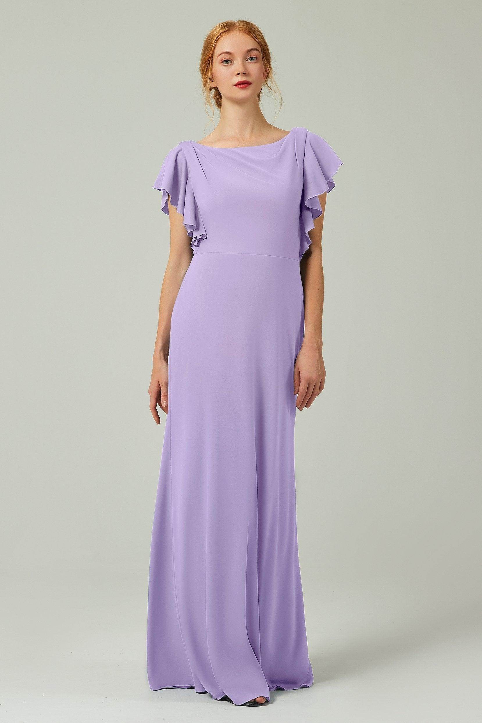 Sheath-Column Floor Length Chiffon Bridesmaid Dress Formal Dresses CB0357