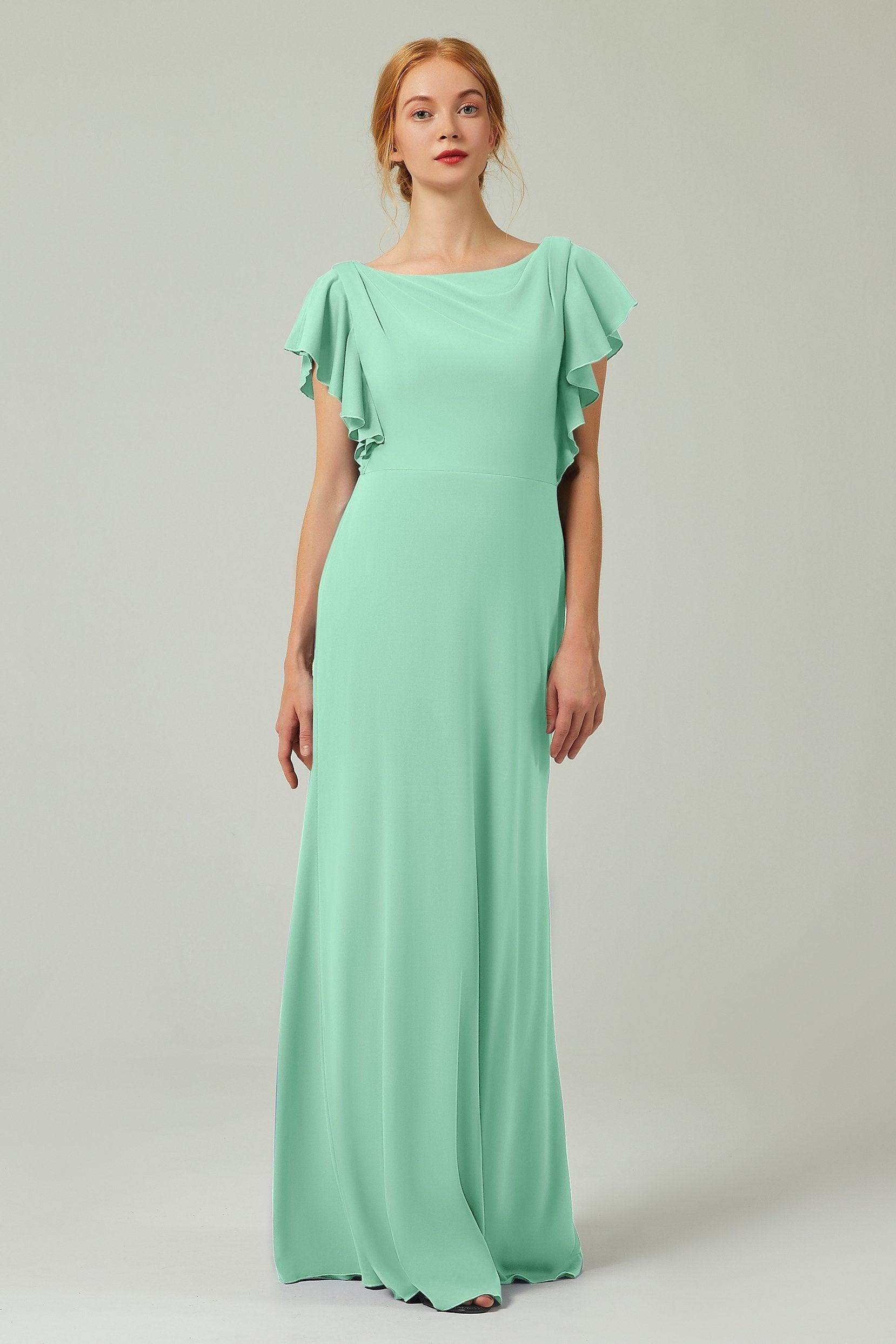 Sheath-Column Floor Length Chiffon Bridesmaid Dress Formal Dresses CB0357
