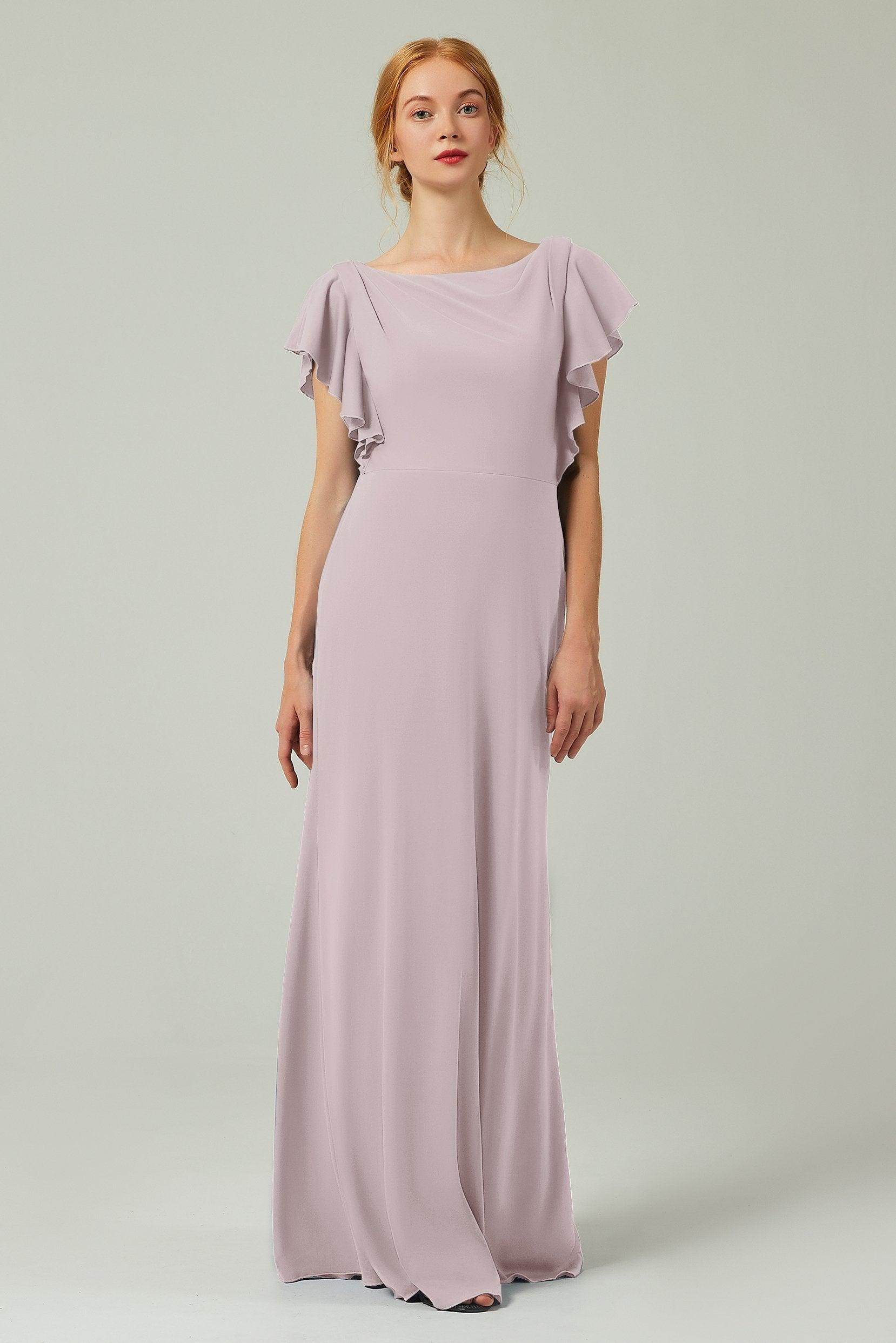 Sheath-Column Floor Length Chiffon Bridesmaid Dress Formal Dresses CB0357