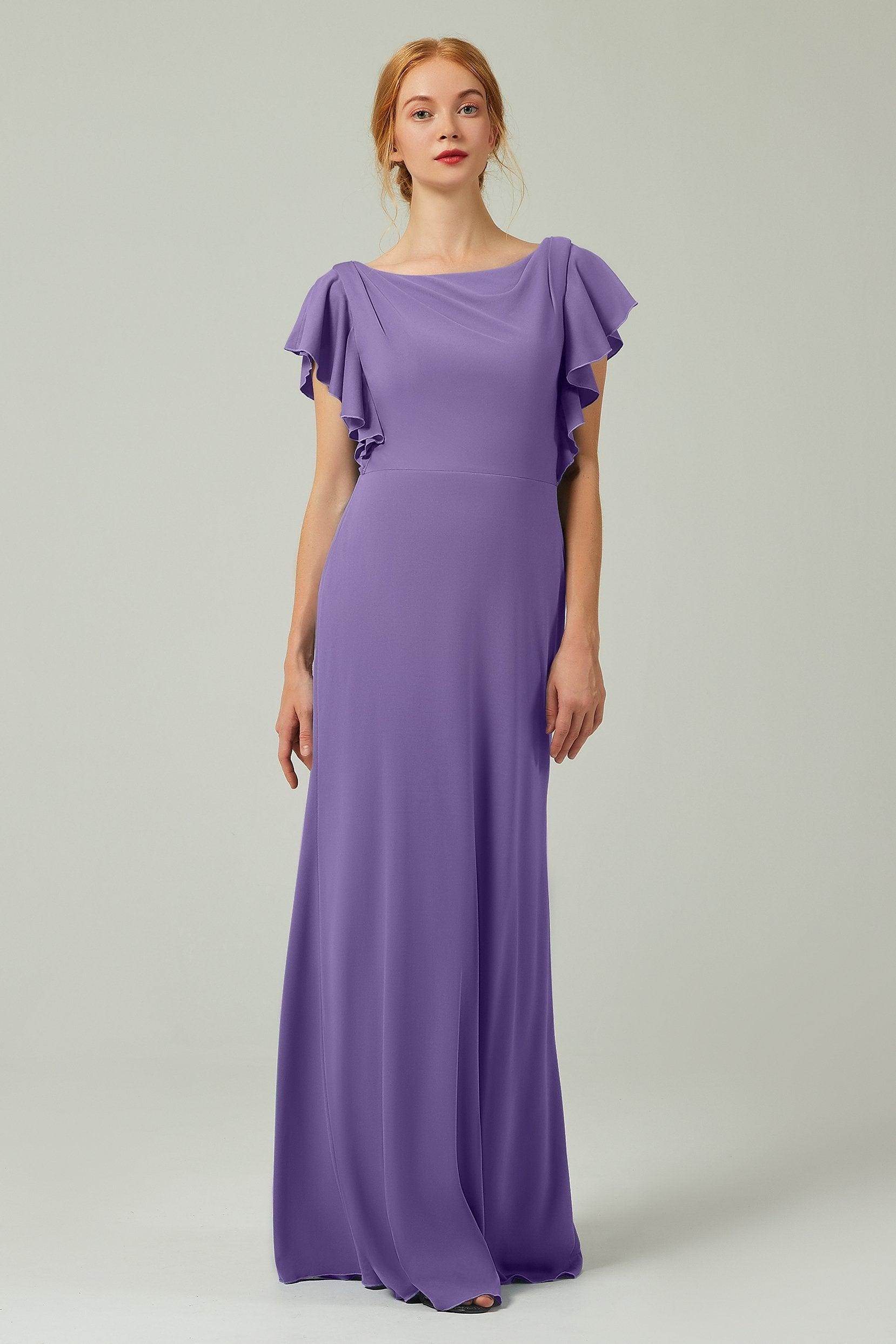 Sheath-Column Floor Length Chiffon Bridesmaid Dress Formal Dresses CB0357