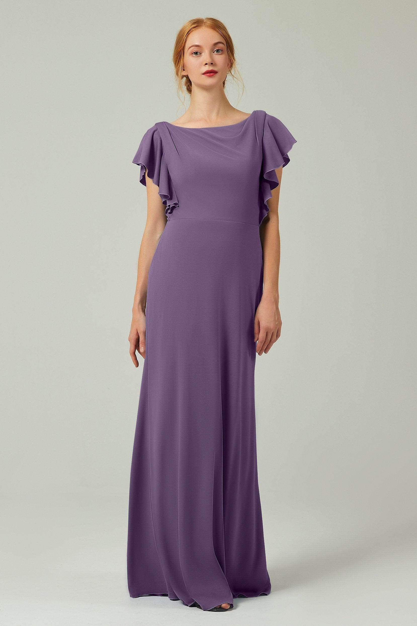 Sheath-Column Floor Length Chiffon Bridesmaid Dress Formal Dresses CB0357