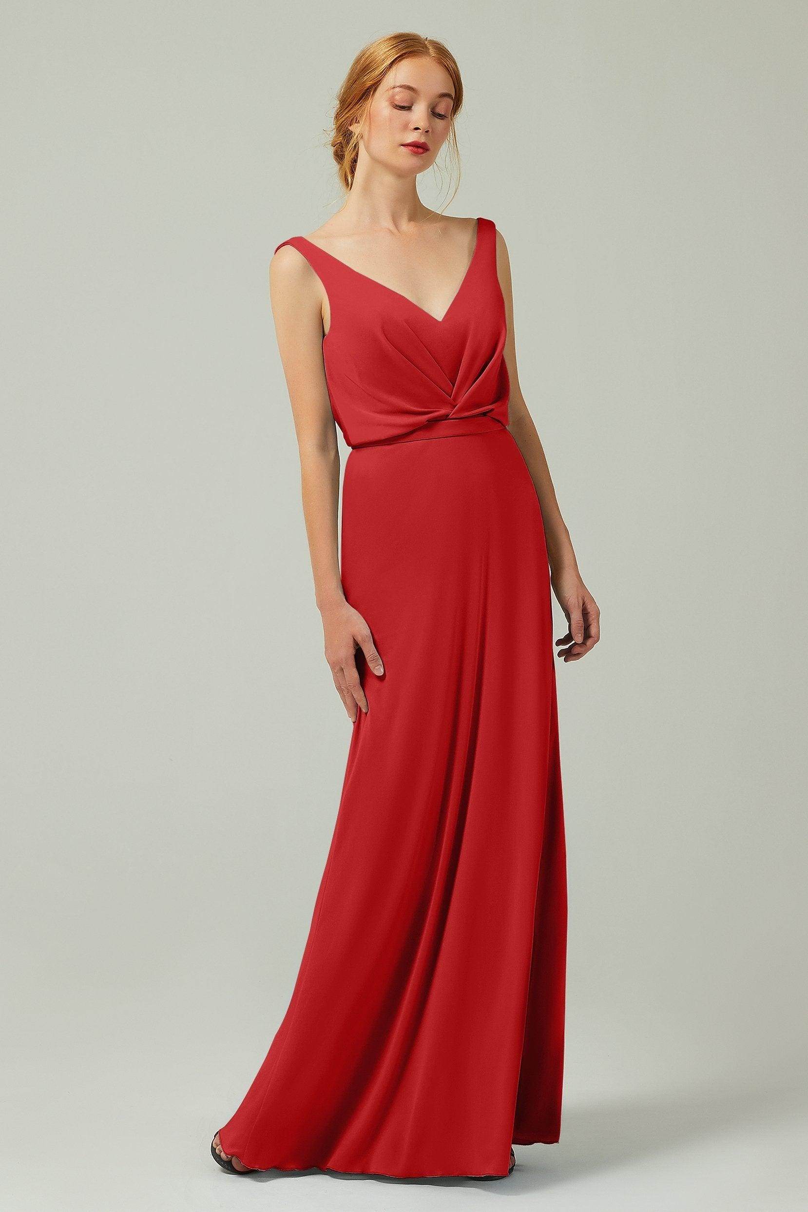Sheath-Column Floor Length Chiffon Bridesmaid Dress Formal Dresses CB0358